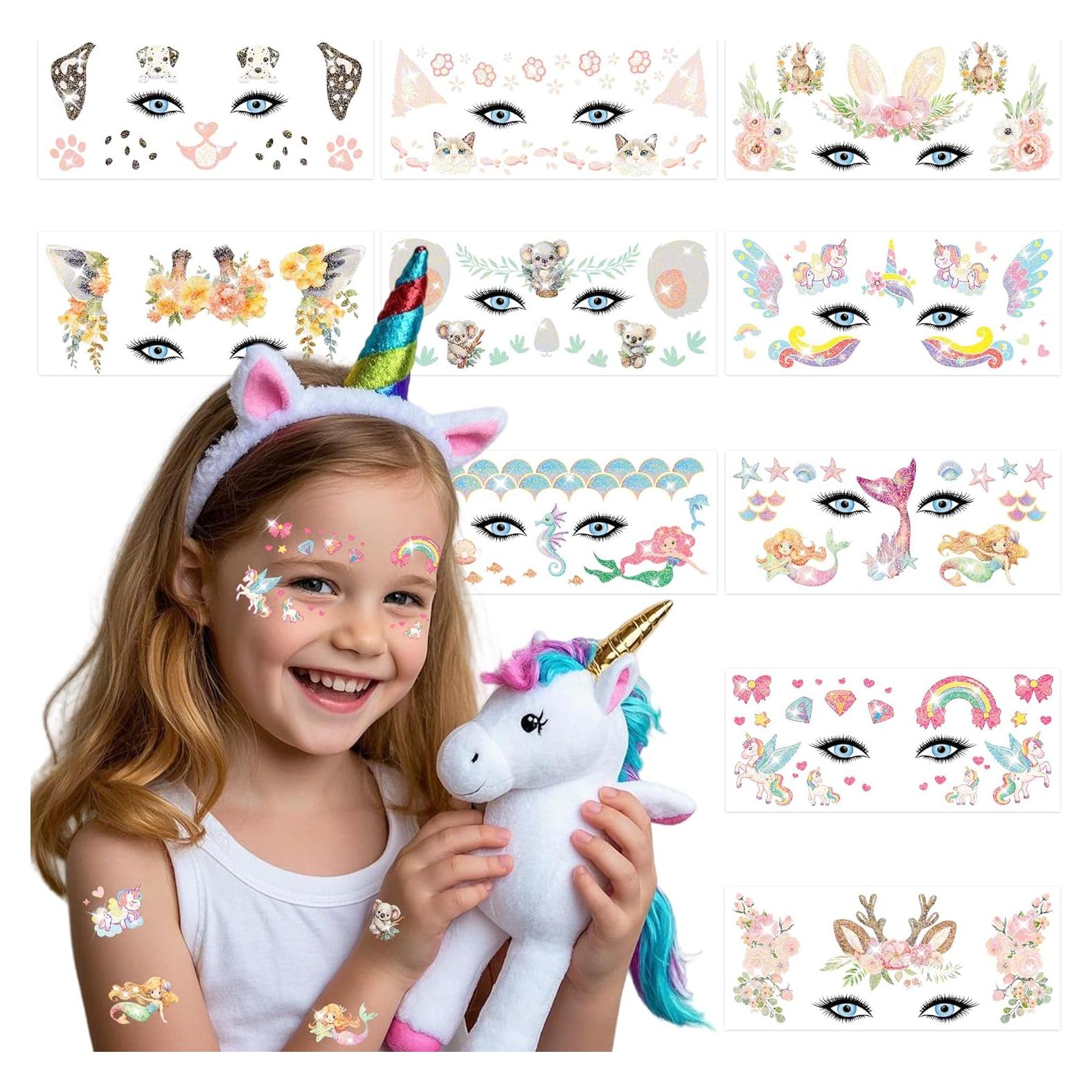 Tatuajes Faciales Brillantes JoyfulGlam para Niños - Animales