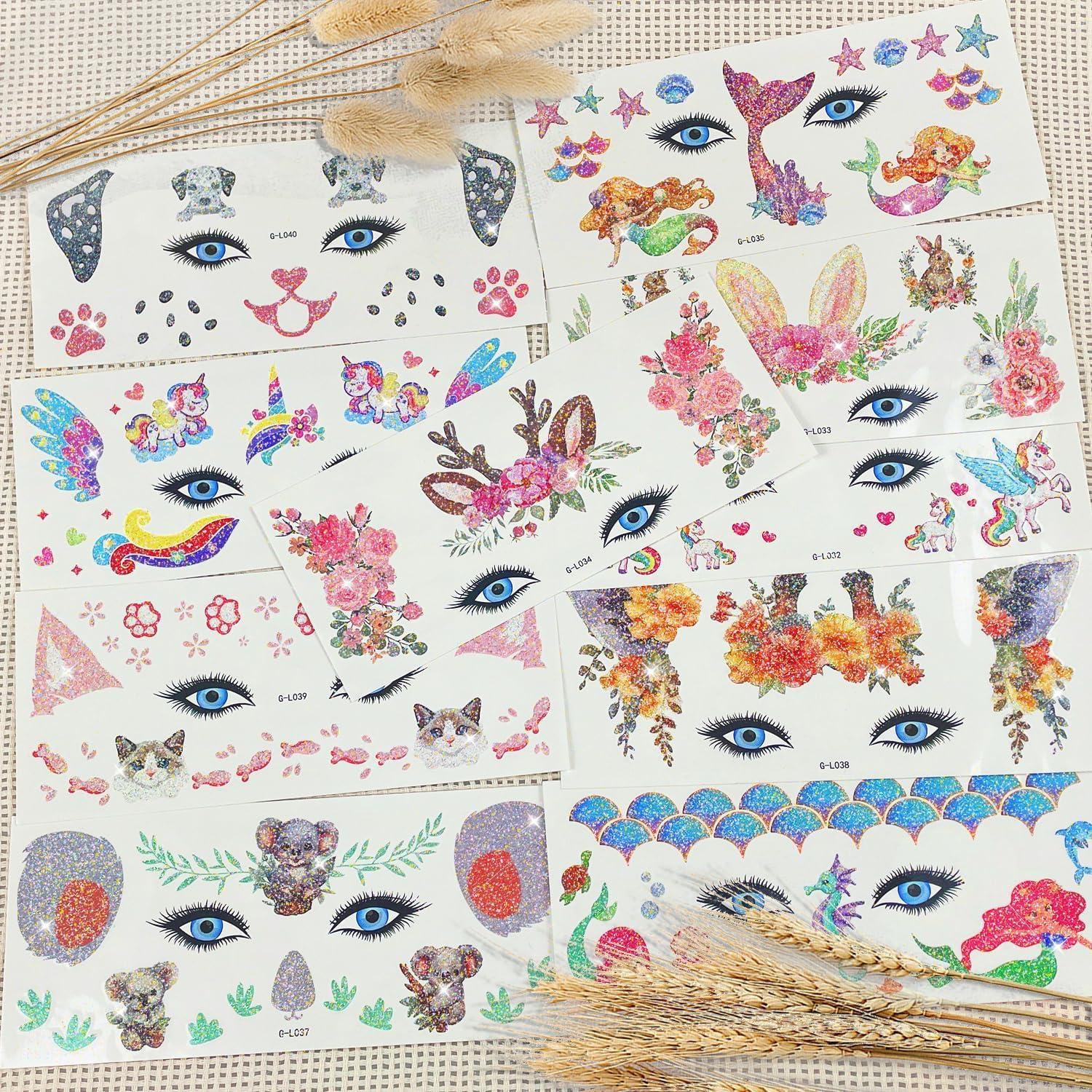 Tatuajes Faciales Brillantes JoyfulGlam para Niños - Animales