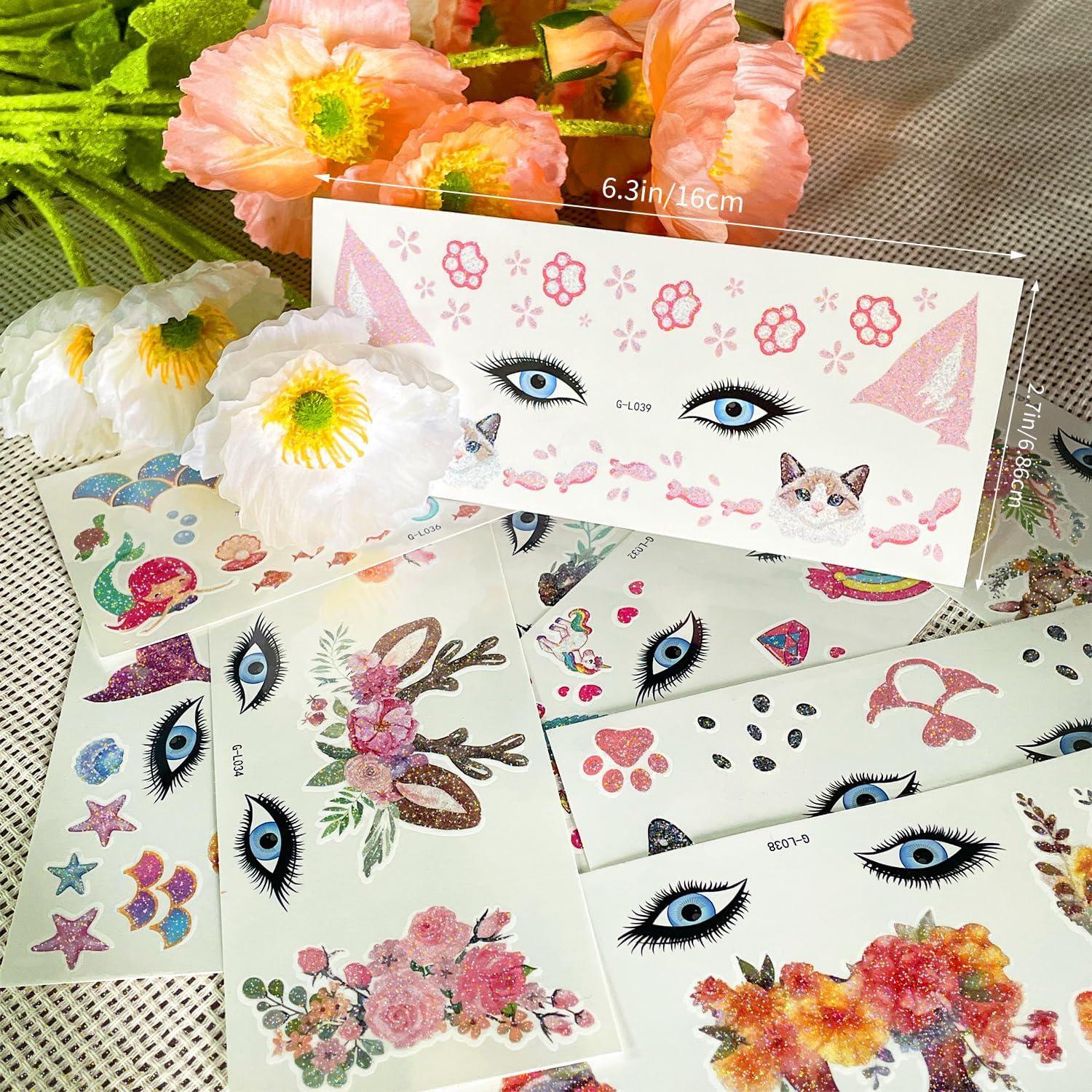 Tatuajes Faciales Brillantes JoyfulGlam para Niños - Animales