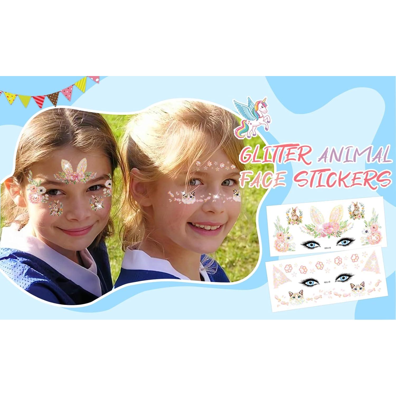 Tatuajes Faciales Brillantes JoyfulGlam para Niños - Animales