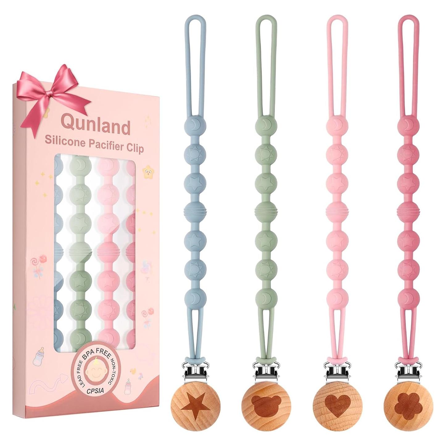Clip de Chupete de Silicona 100% Grado Alimenticio - Paquete de 4
