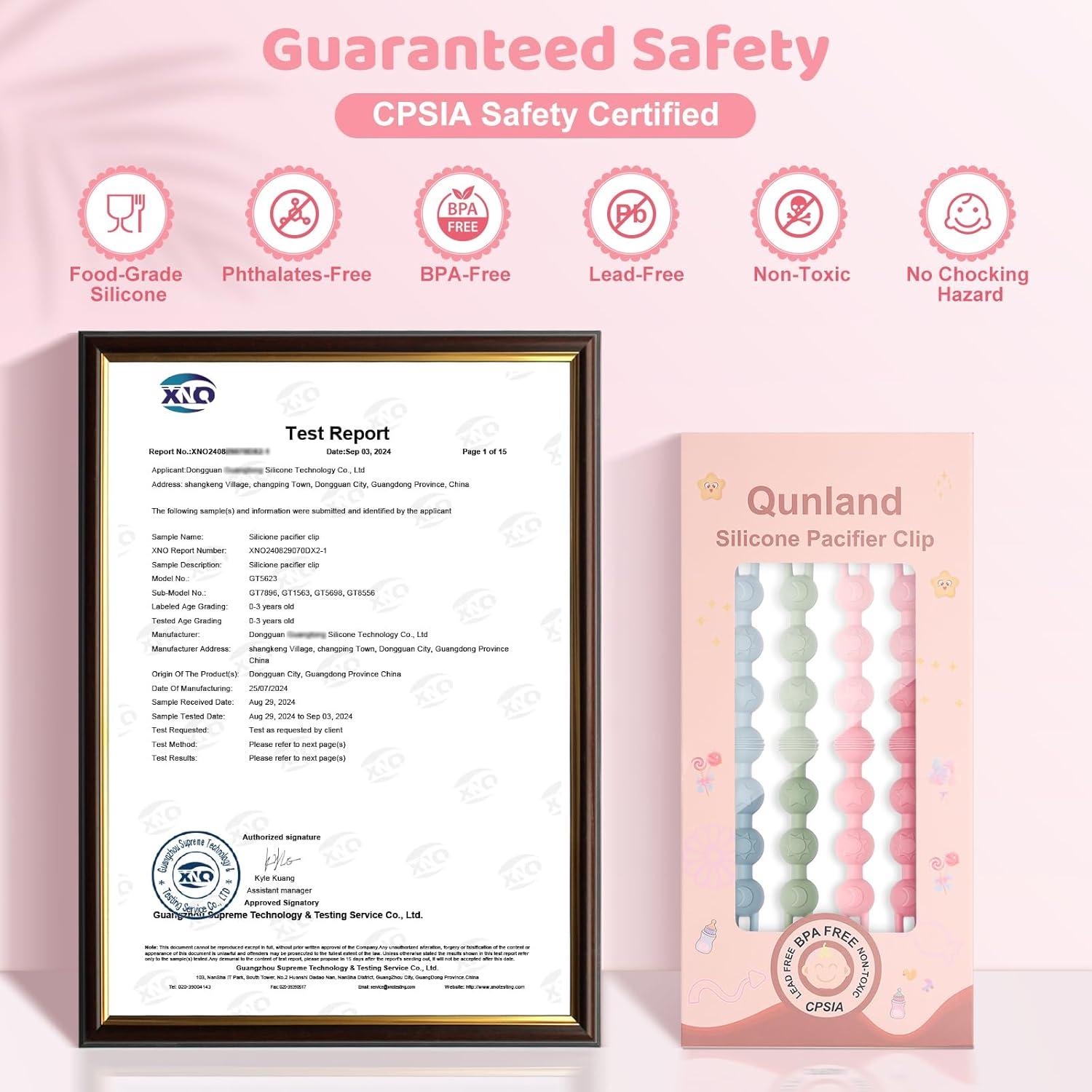 Clip de Chupete de Silicona 100% Grado Alimenticio - Paquete de 4