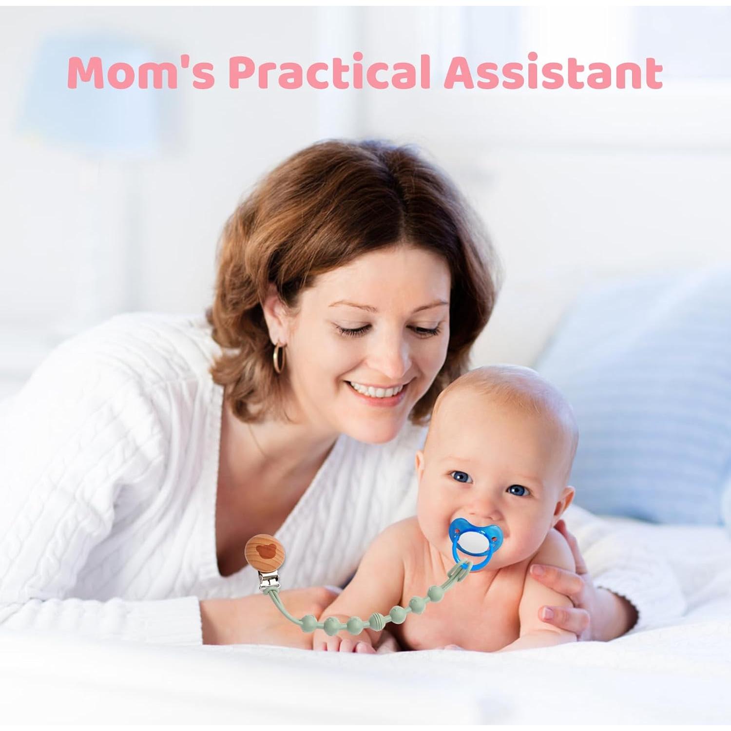 Clip de Chupete de Silicona 100% Grado Alimenticio - Paquete de 4