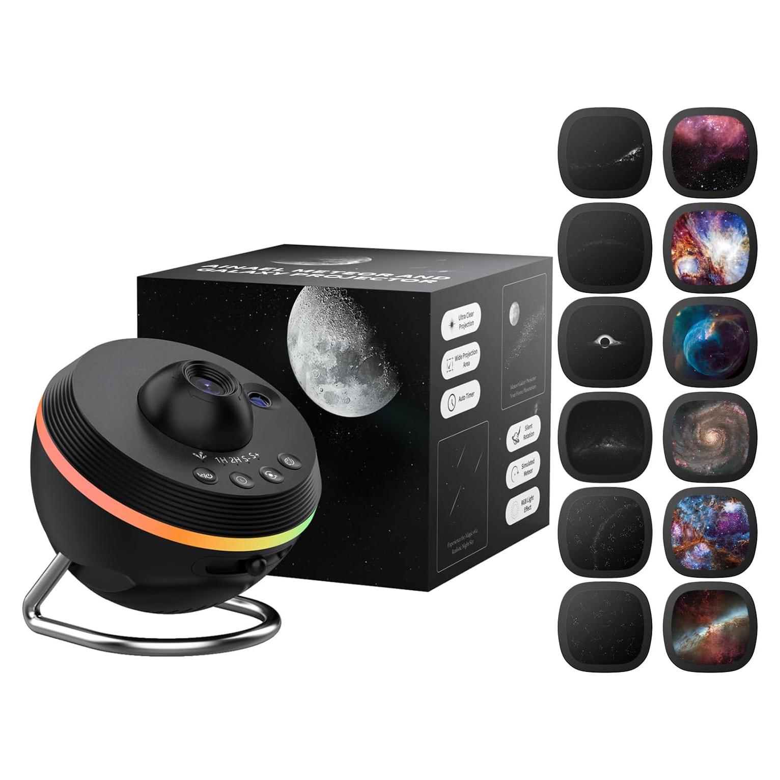 Proyector de Estrellas Ainael Galaxy Negro - Luz Nocturna 1.86 m²