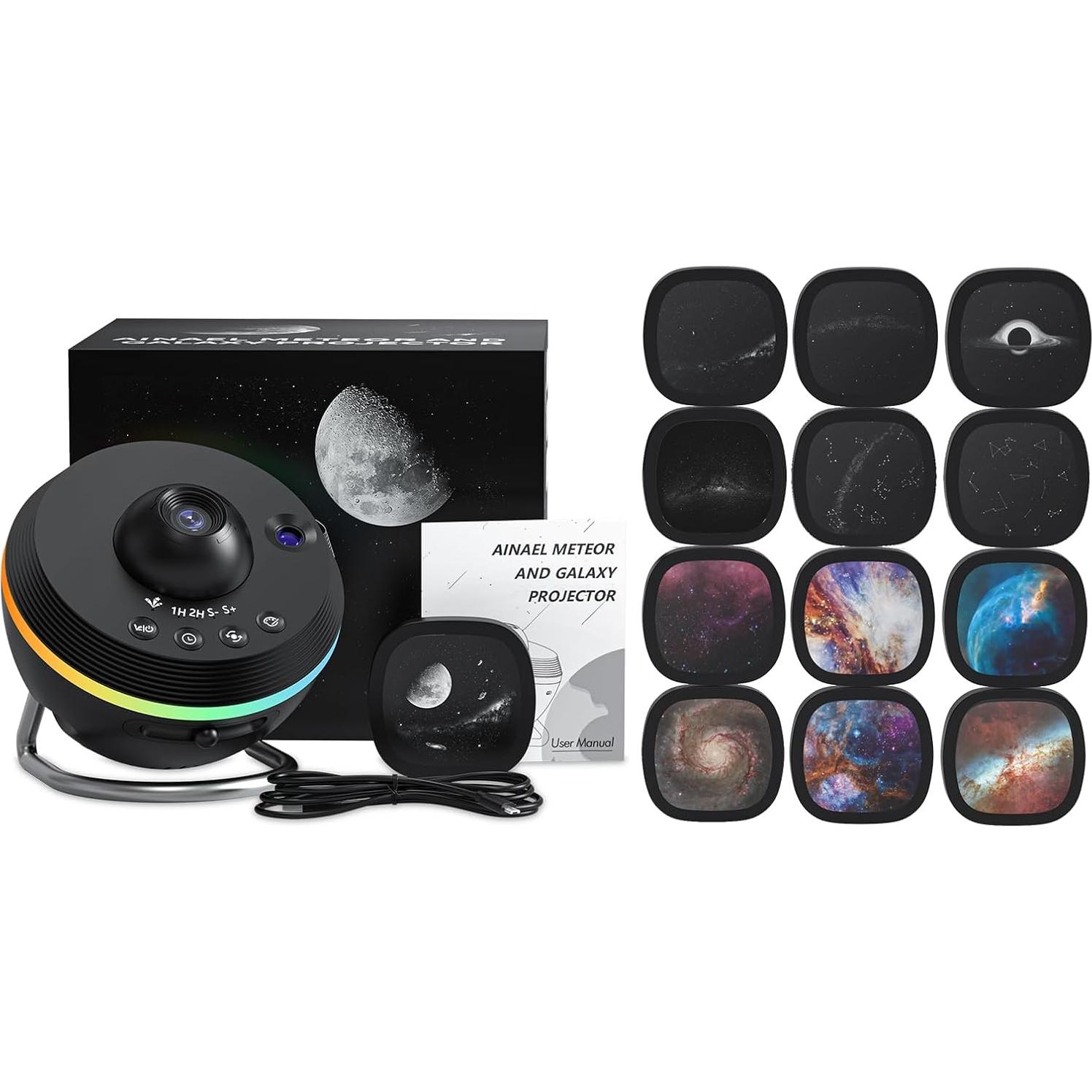 Proyector de Estrellas Ainael Galaxy Negro - Luz Nocturna 1.86 m²