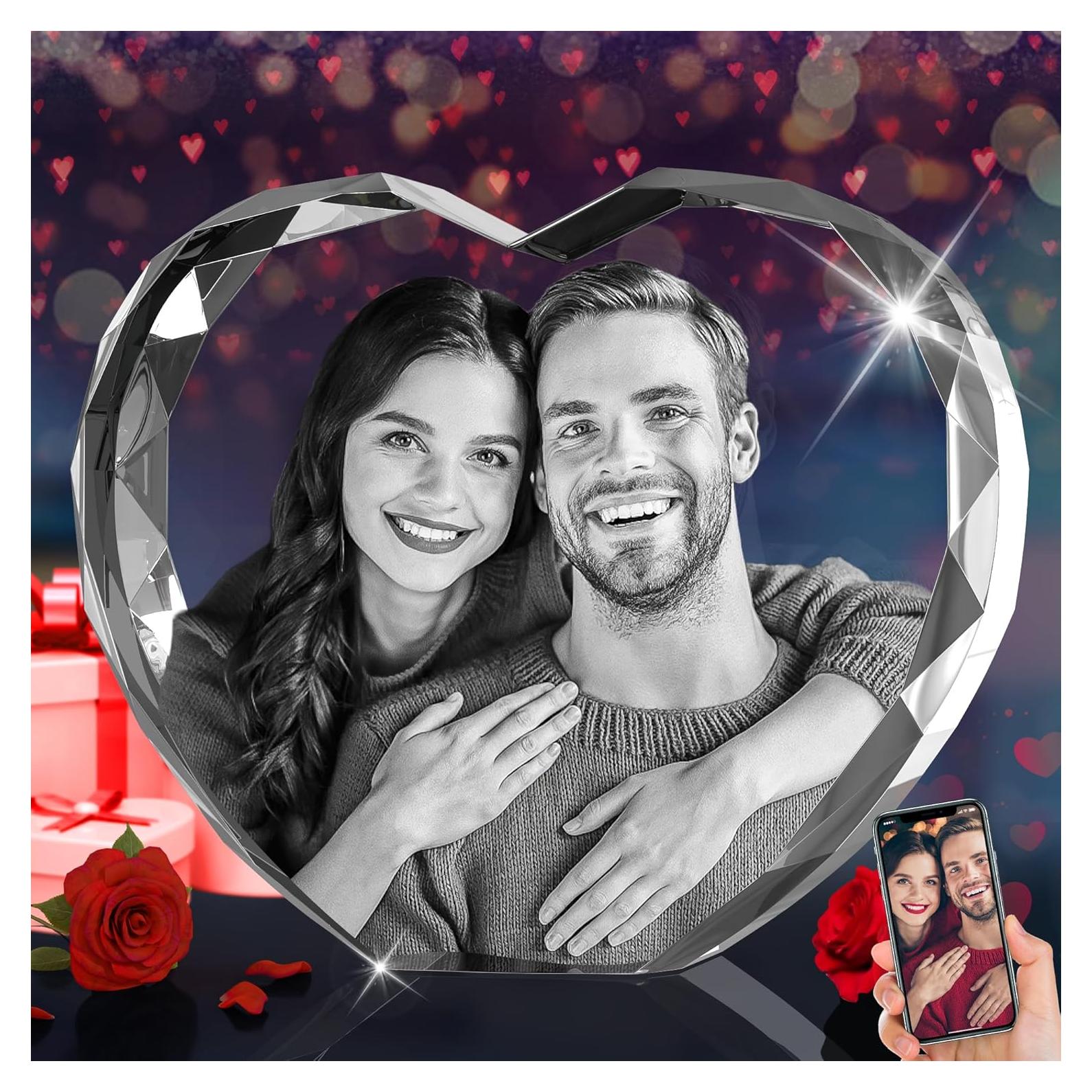 Foto de Cristal 3D Personalizada CLOUDAO Corazón 8.4x8.9cm