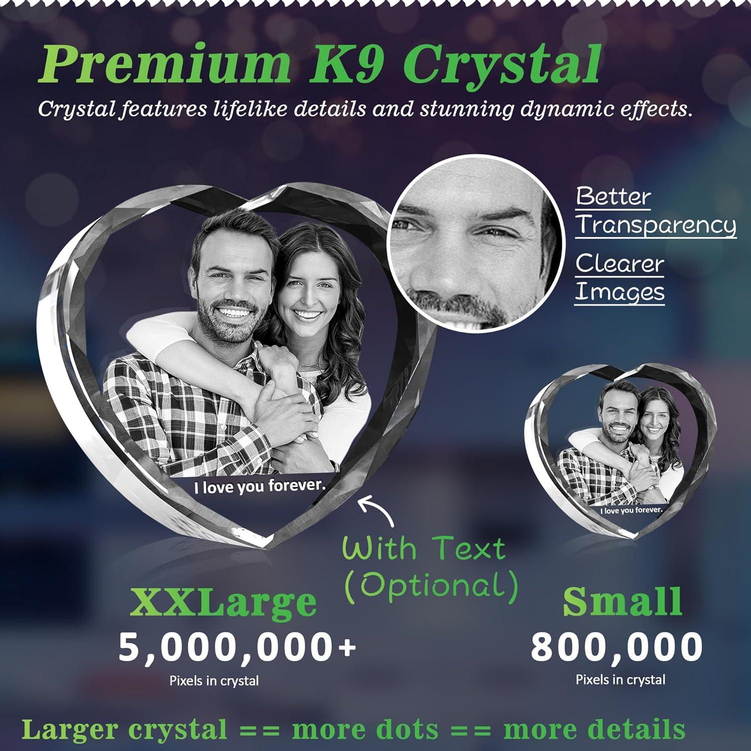 Foto de Cristal 3D Personalizada CLOUDAO Corazón 8.4x8.9cm