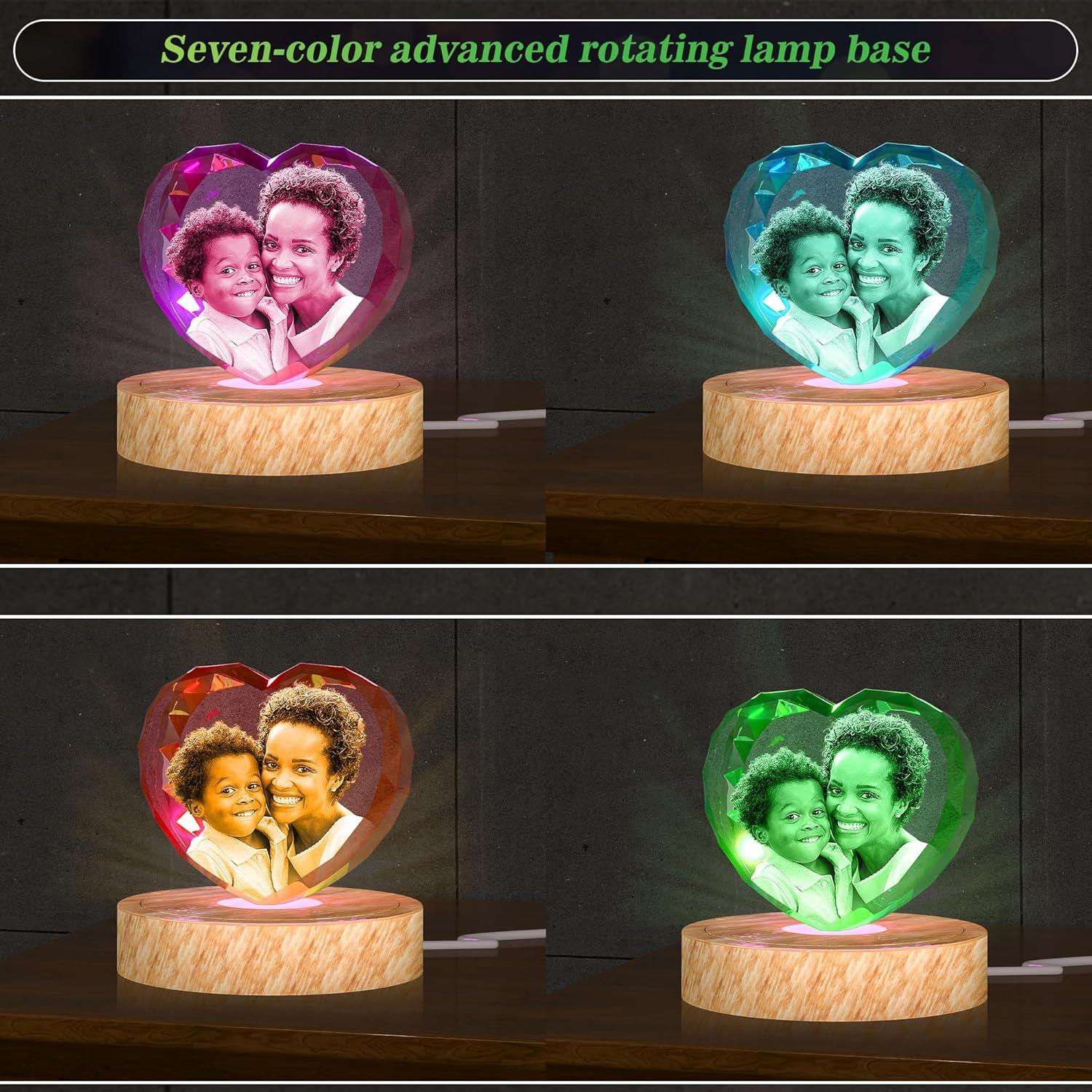 Foto de Cristal 3D Personalizada CLOUDAO Corazón 8.4x8.9cm