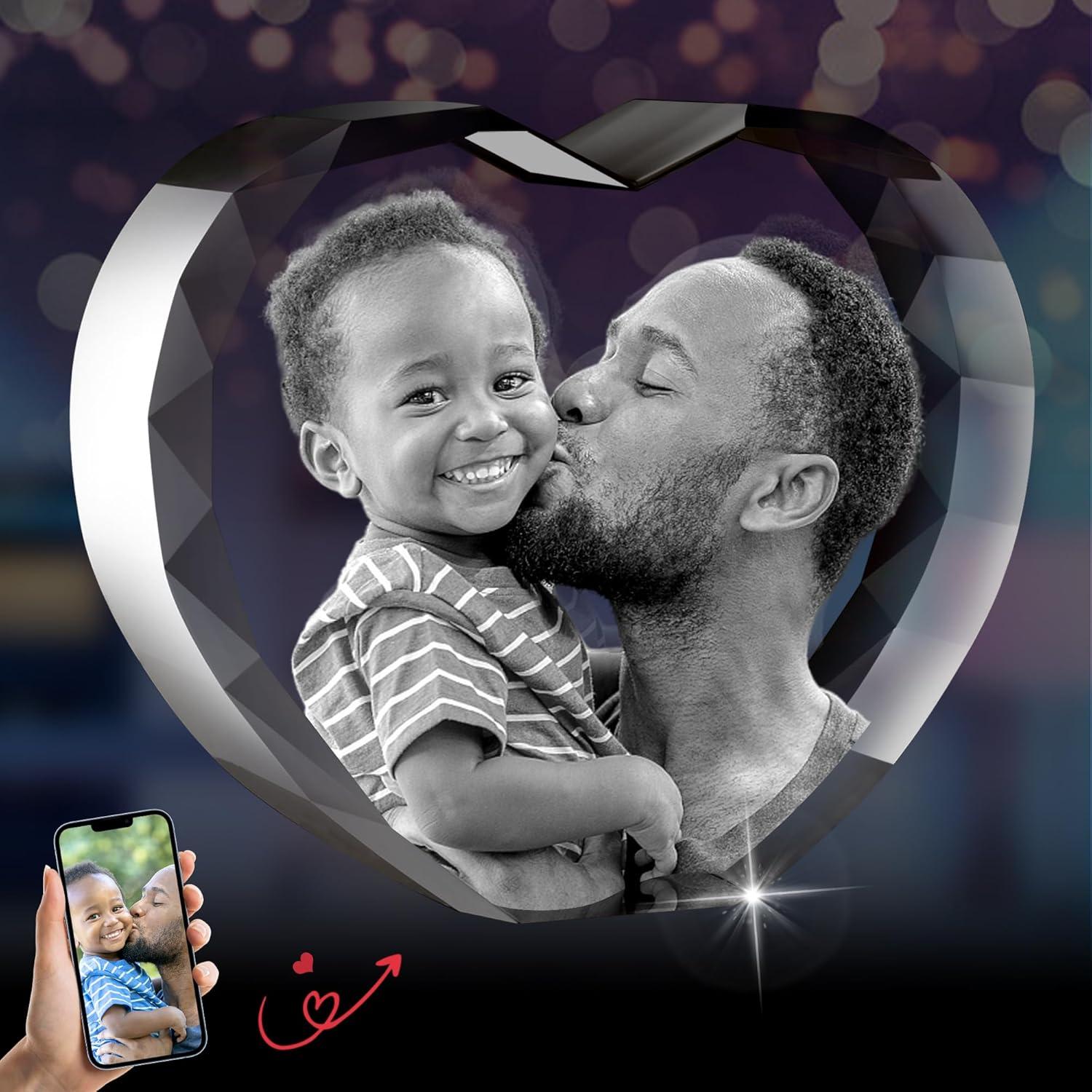 Foto de Cristal 3D Personalizada CLOUDAO Corazón 8.4x8.9cm