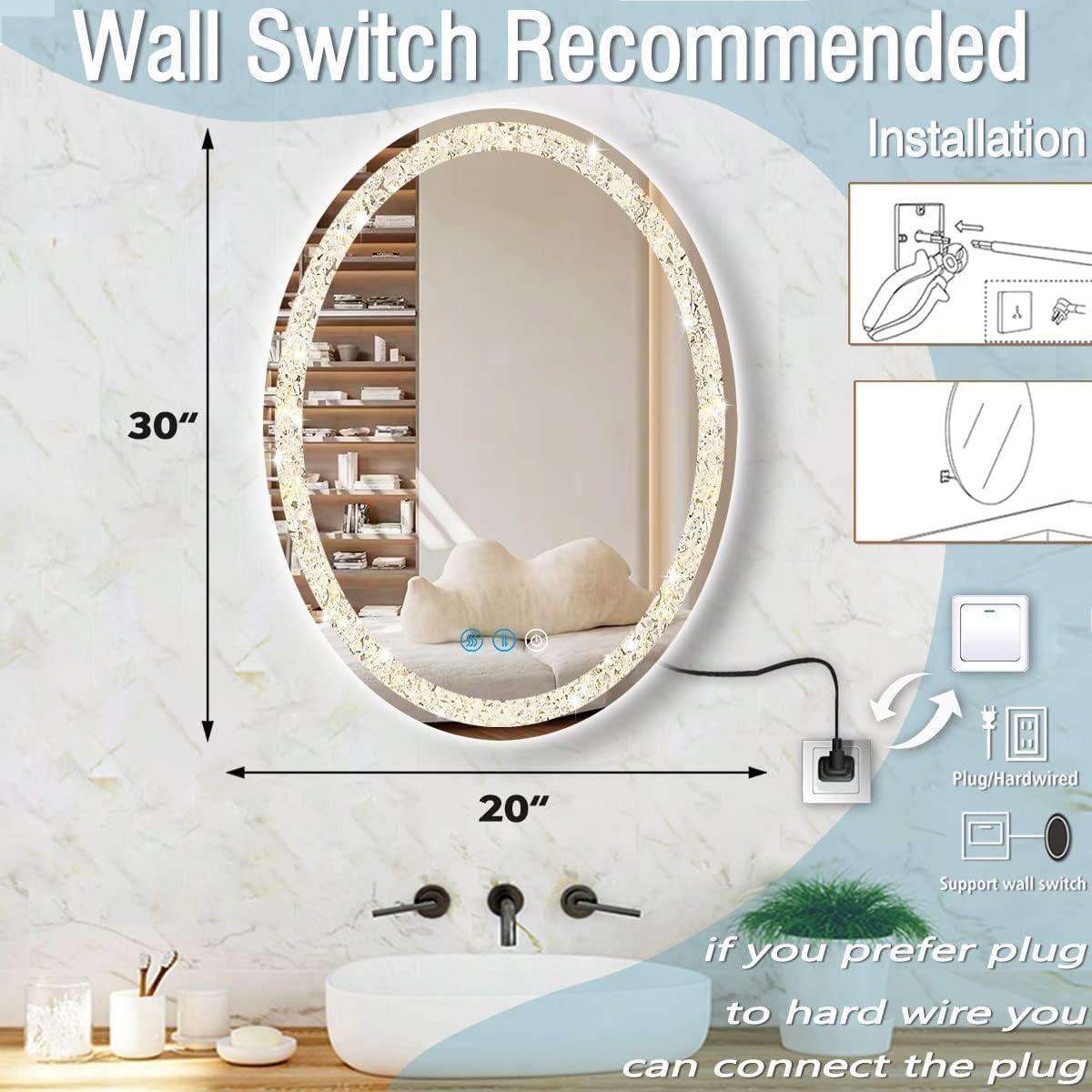 Espejo LED Ovalado DIDIDADA 76.2x50.8cm Antivaho 3 Colores