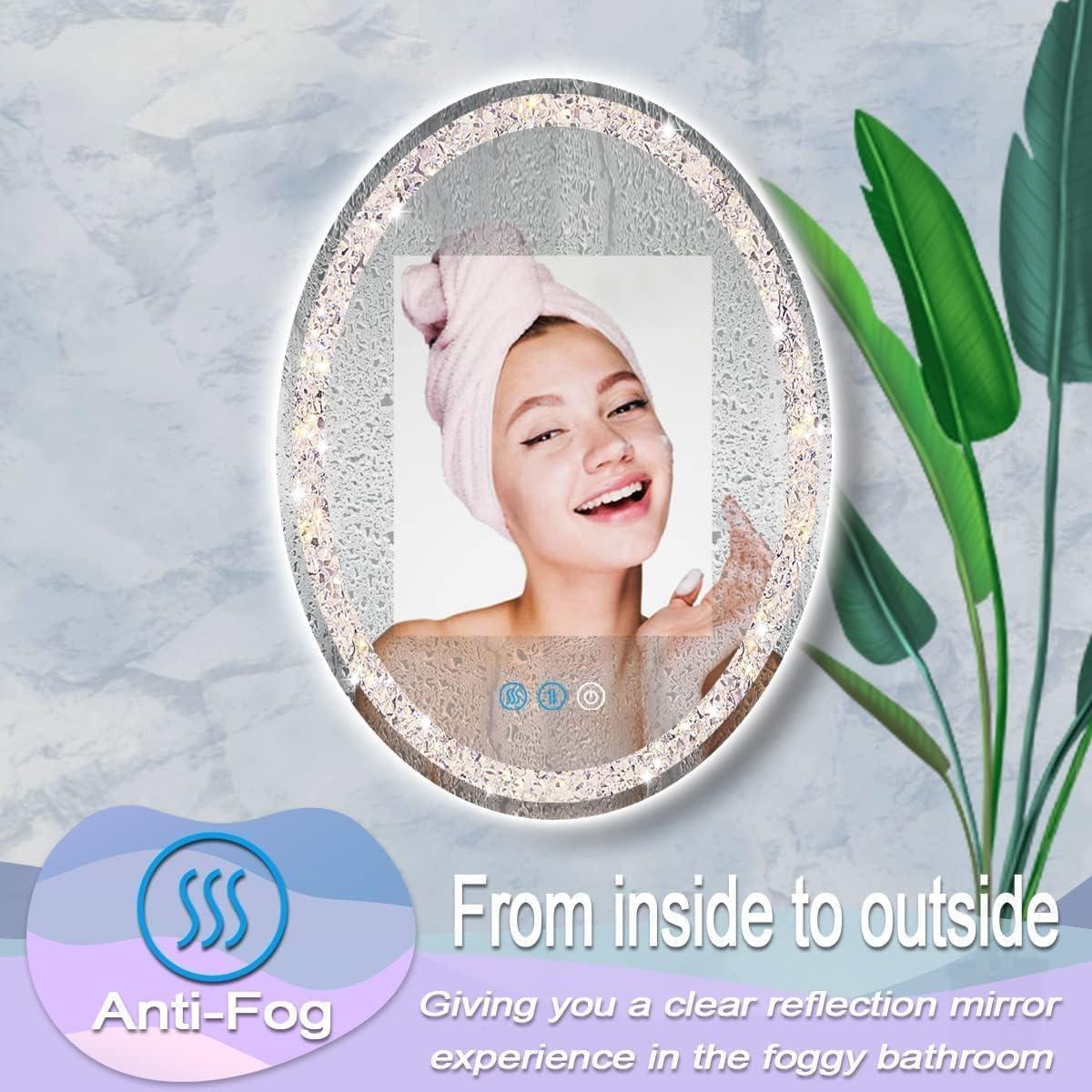 Espejo LED Ovalado DIDIDADA 76.2x50.8cm Antivaho 3 Colores