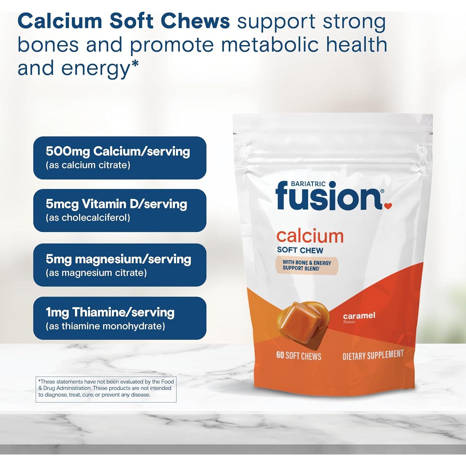 Masticables de Calcio Bariátrico Bariatric Fusion 500mg Caramelo 60 Unidades