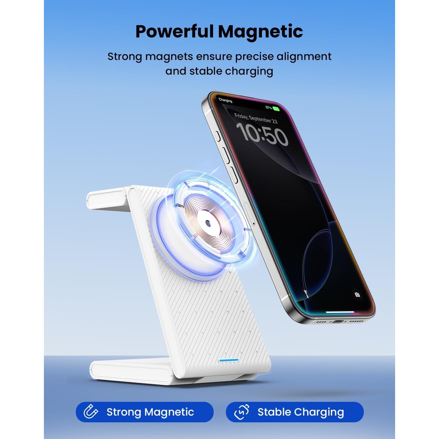 Estación de Carga Inalámbrica 3 en 1 CIYOYO para iPhone y Apple Watch