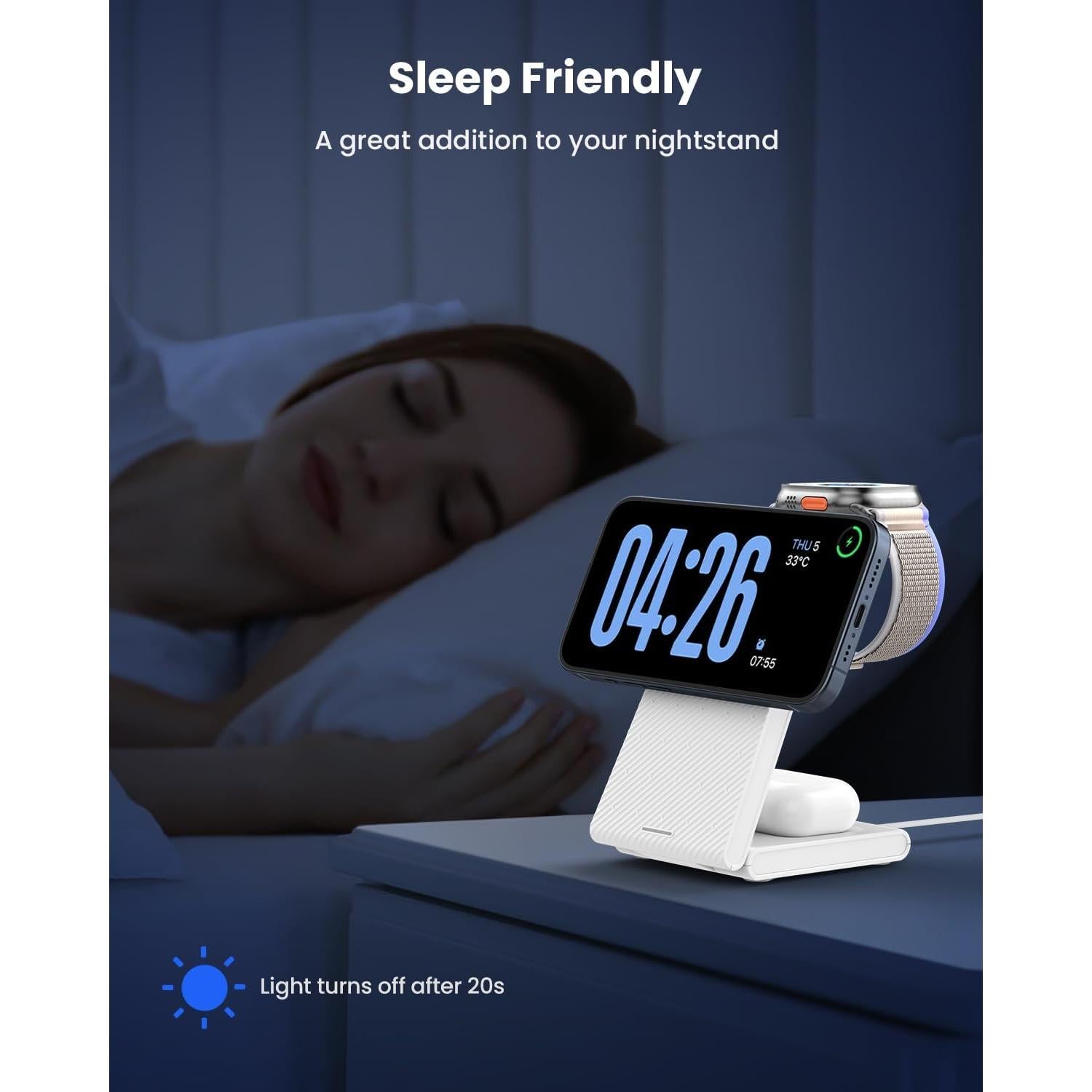 Estación de Carga Inalámbrica 3 en 1 CIYOYO para iPhone y Apple Watch