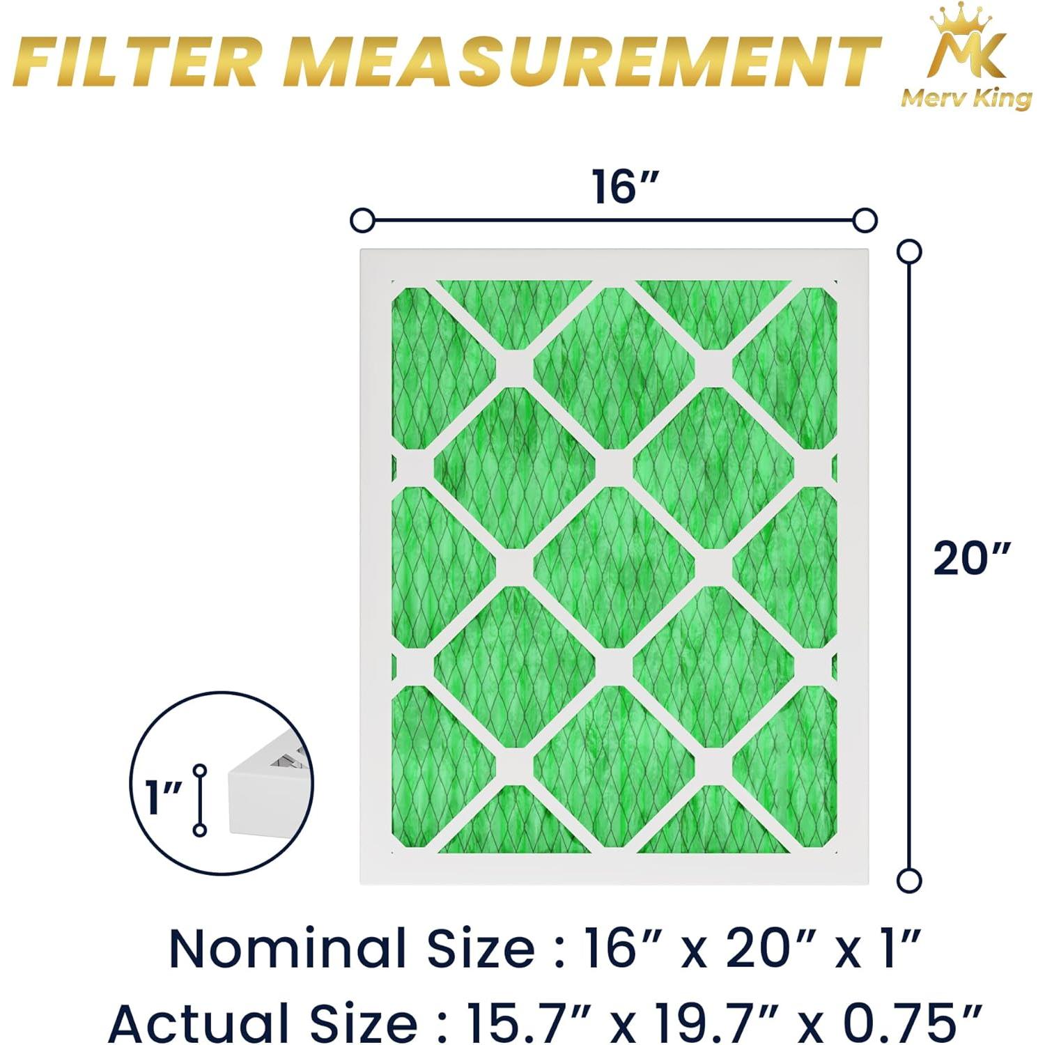 Filtro de Aire Merv King 16x20x1 MERV 13 Paquete de 4