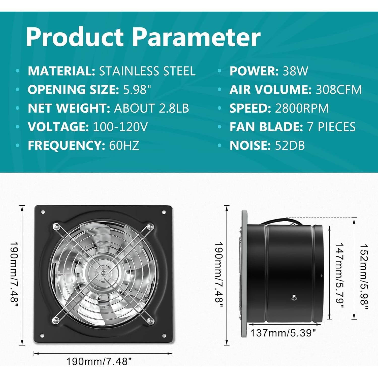 Ventilador de Escape HG Power 6 Pulgadas con Interruptor
