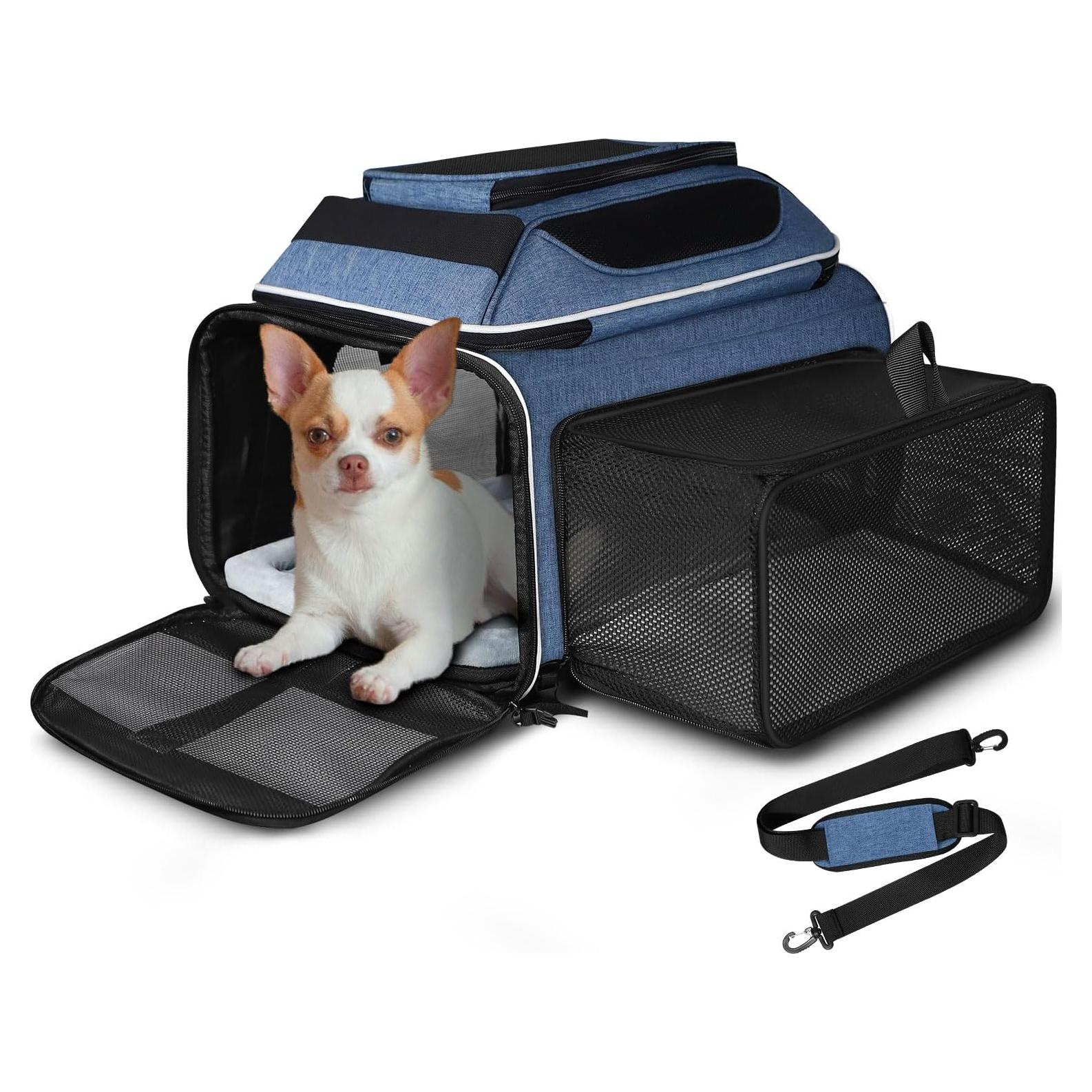 Transportadora Expandible Petskd para Mascotas 45x33x24 cm Azul