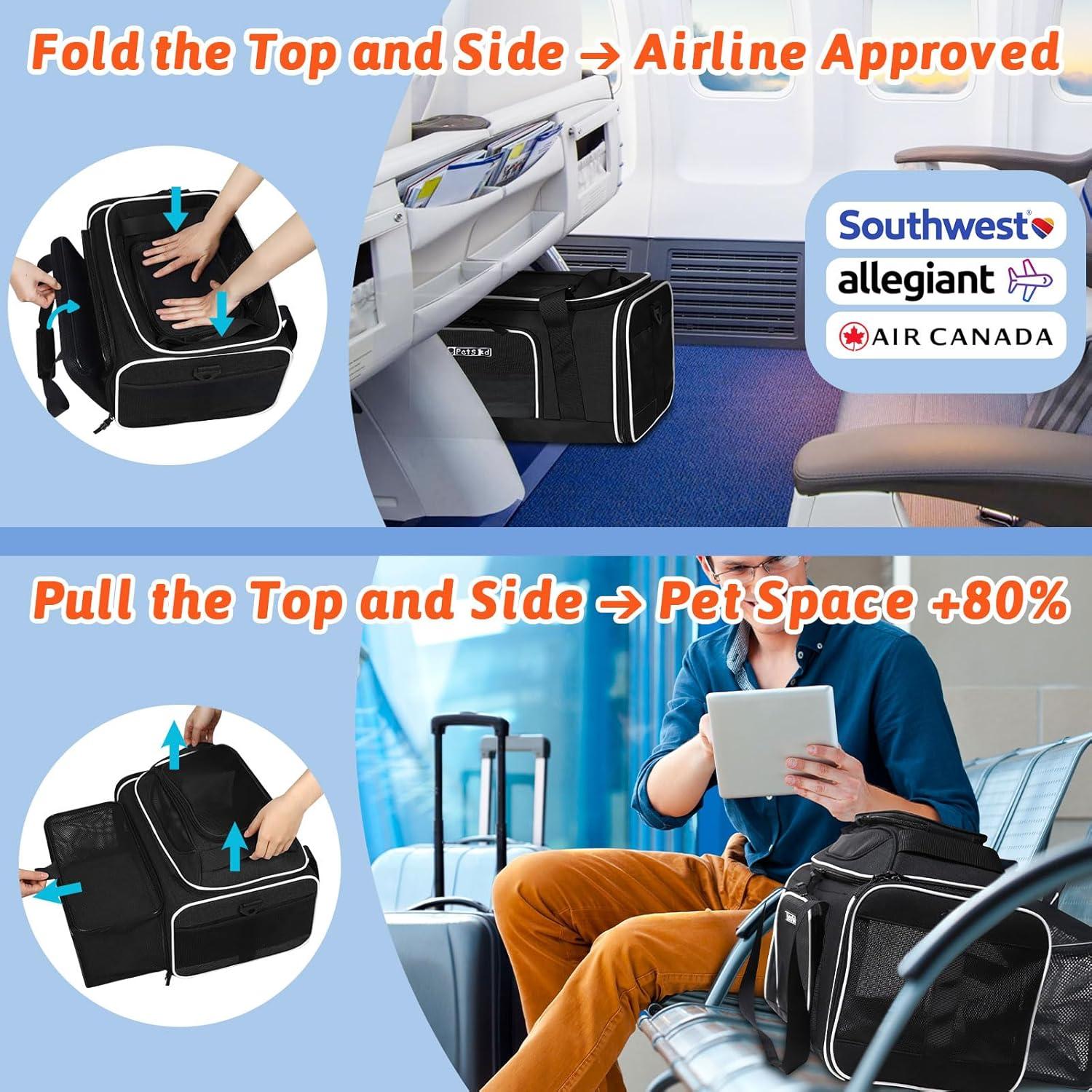 Transportadora Expandible Petskd para Mascotas 45x33x24 cm Azul