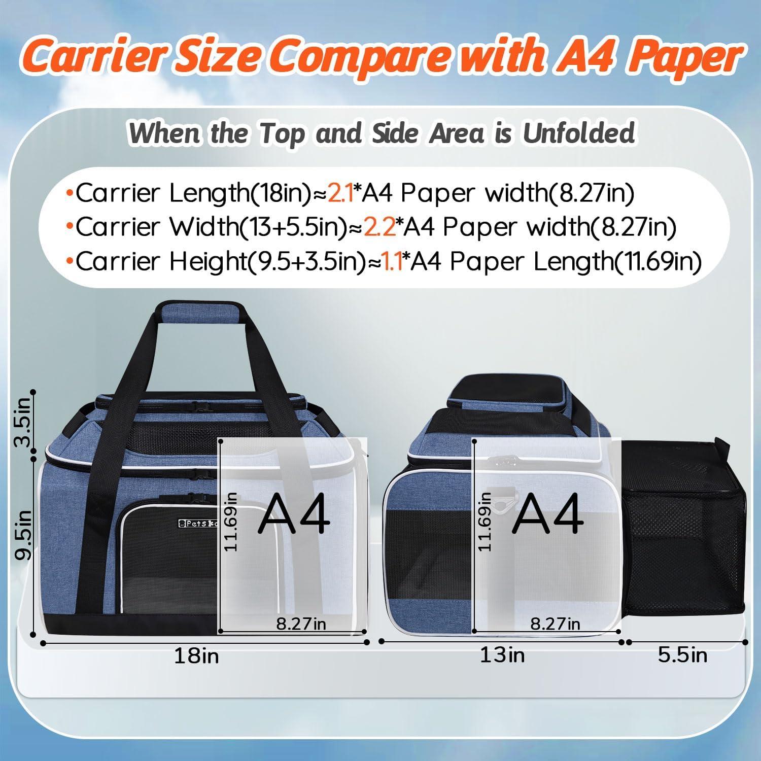 Transportadora Expandible Petskd para Mascotas 45x33x24 cm Azul