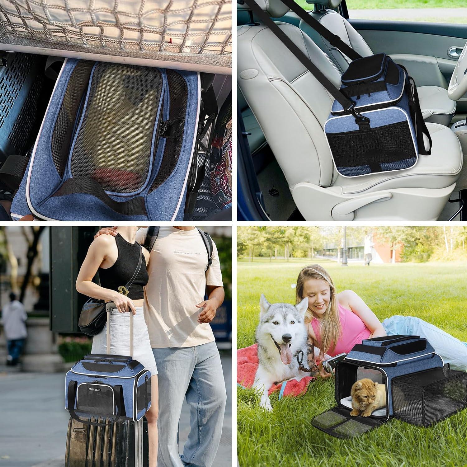 Transportadora Expandible Petskd para Mascotas 45x33x24 cm Azul