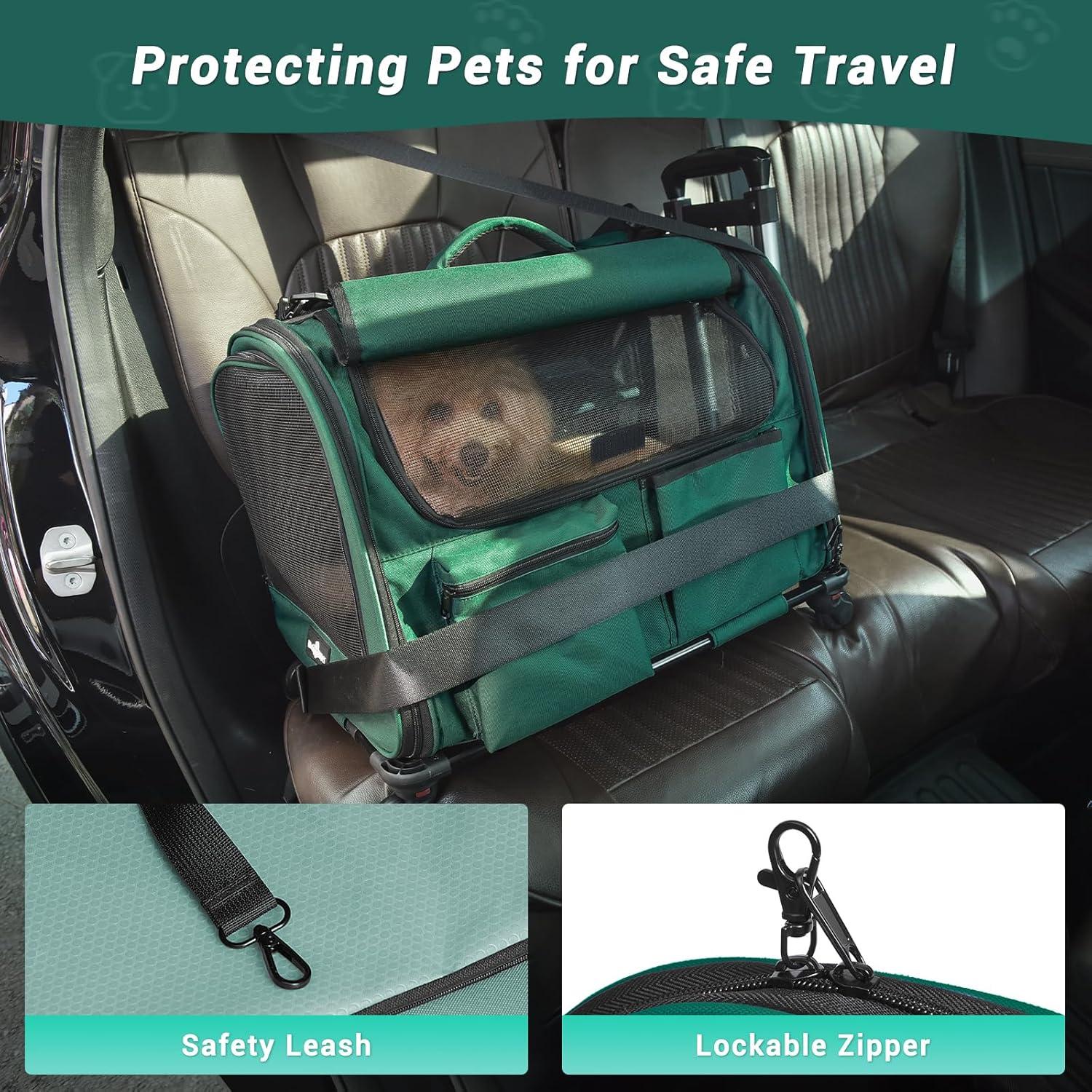 Transportín Grande PAW BALLET Verde Oscuro para 2 Gatos