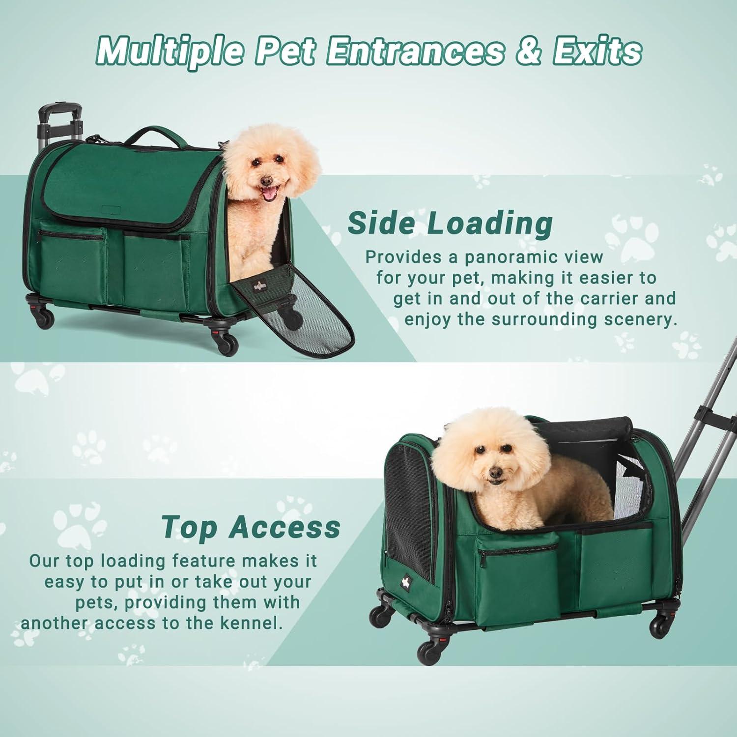 Transportín Grande PAW BALLET Verde Oscuro para 2 Gatos