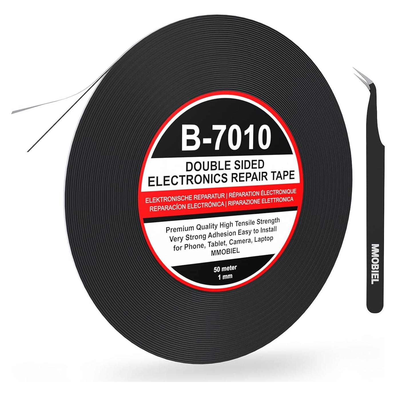 Cinta Adhesiva Doble Cara MMOBIEL 1mm 50m Negra para Reparación