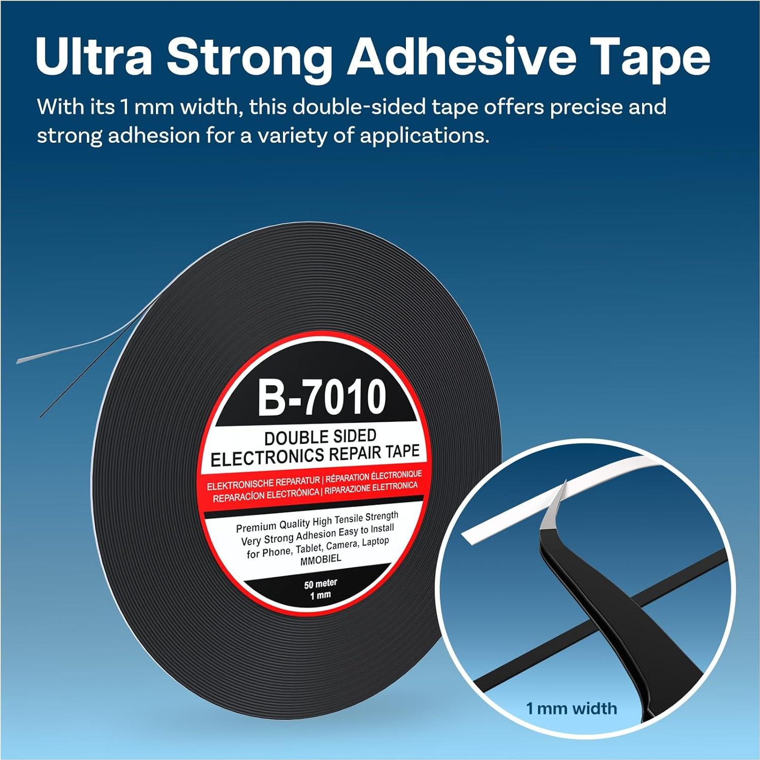 Cinta Adhesiva Doble Cara MMOBIEL 1mm 50m Negra para Reparación