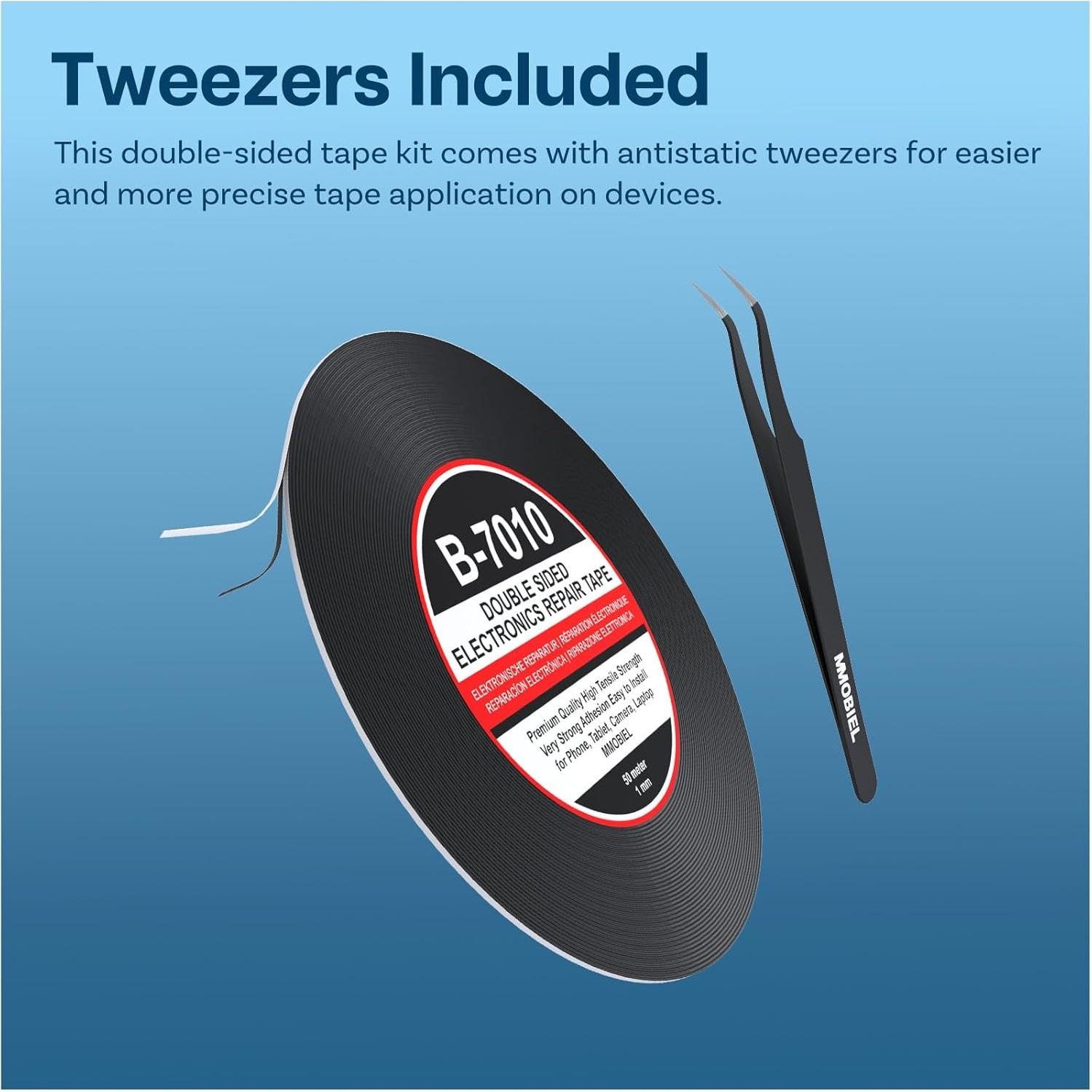 Cinta Adhesiva Doble Cara MMOBIEL 1mm 50m Negra para Reparación