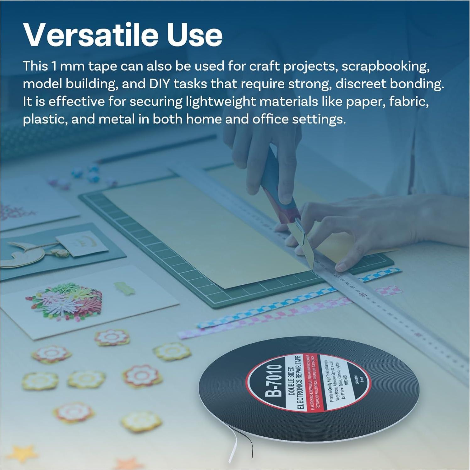 Cinta Adhesiva Doble Cara MMOBIEL 1mm 50m Negra para Reparación