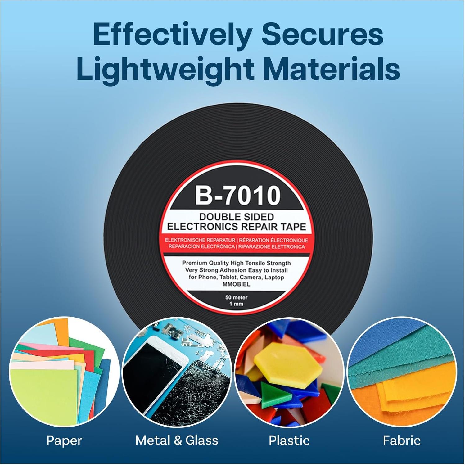 Cinta Adhesiva Doble Cara MMOBIEL 1mm 50m Negra para Reparación