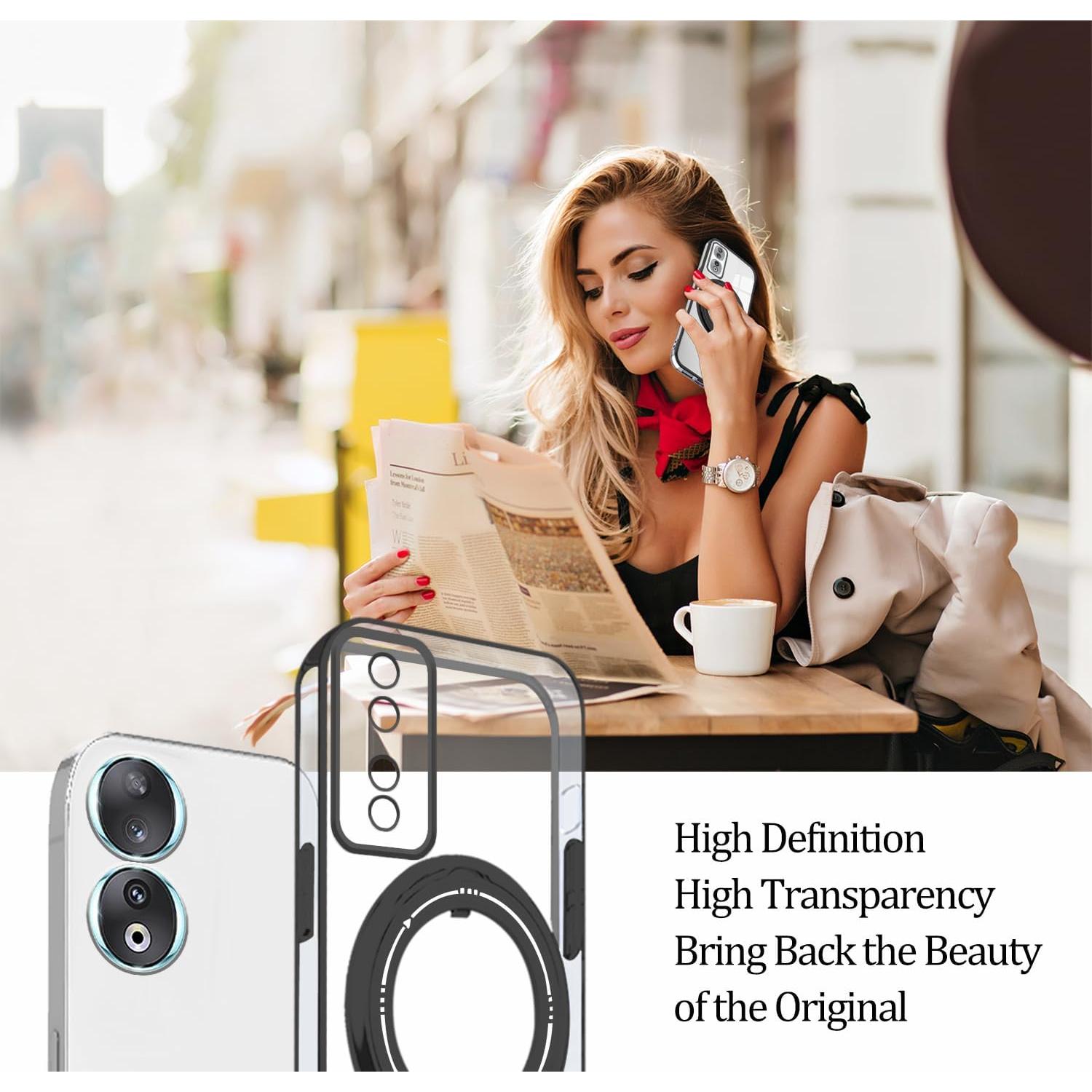 Funda Honor 90 Silicona Transparente con Soporte Magnético