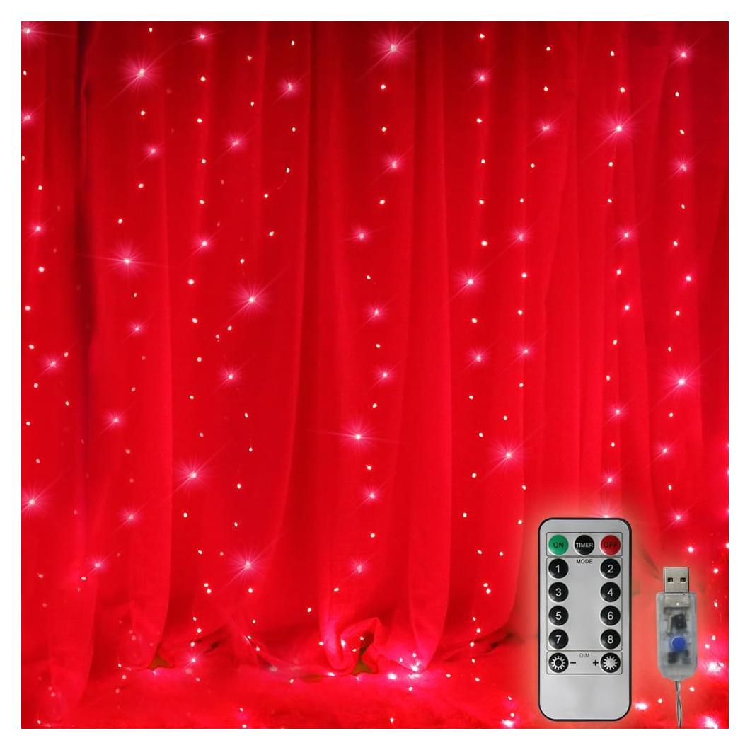 Luces de Cuerda LED Vicila 300 pcs Rojo 3m x 3m Control Remoto