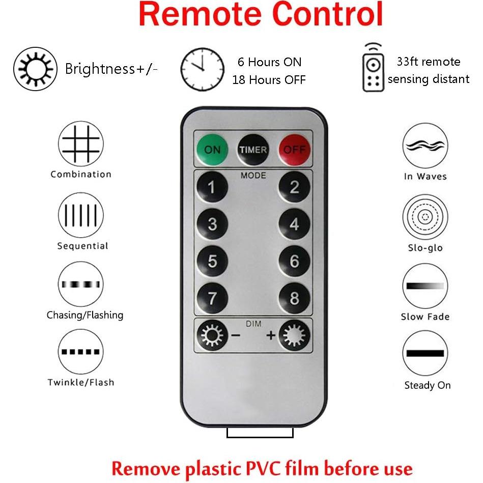 Luces de Cuerda LED Vicila 300 pcs Rojo 3m x 3m Control Remoto