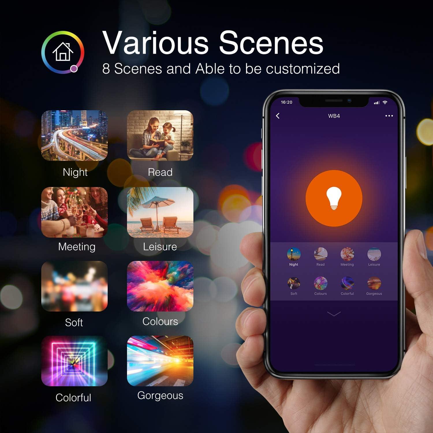 Bombilla Inteligente Beantech Wi-Fi RGB+W Paquete de 4