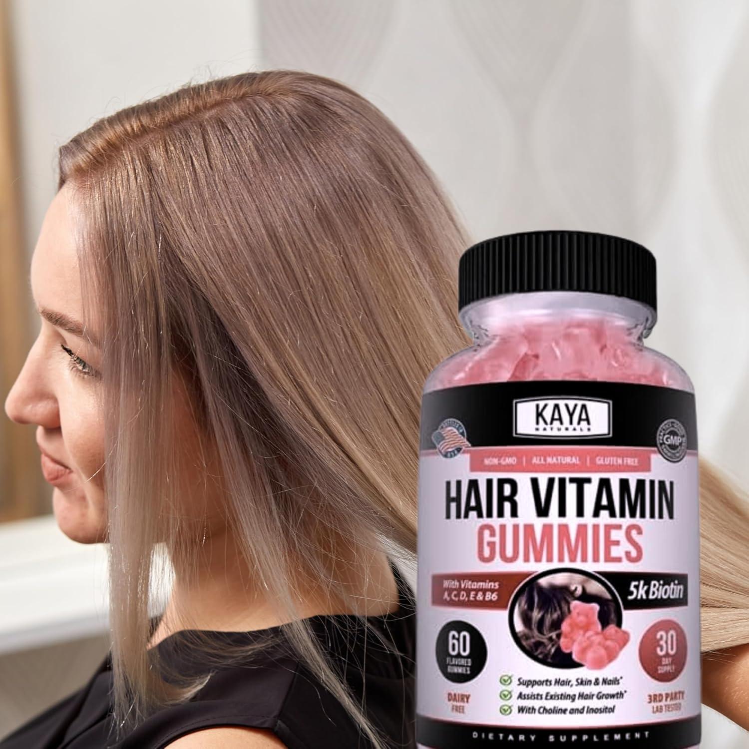 Gomitas Kaya Naturals Biotina 5000mcg para Cabello 60 Unidades