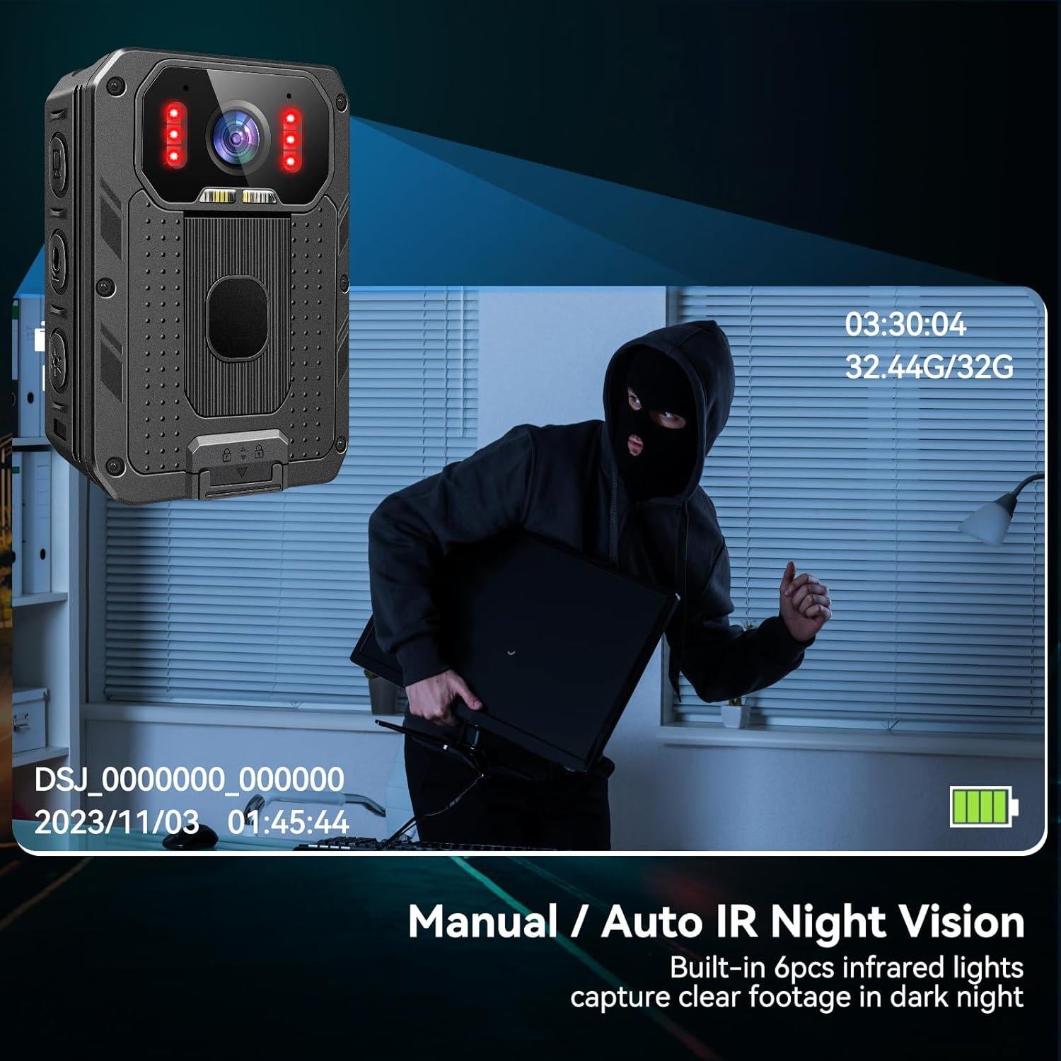 Cámara Corporal SYDYAM R1 4K UHD 64GB Impermeable IP68