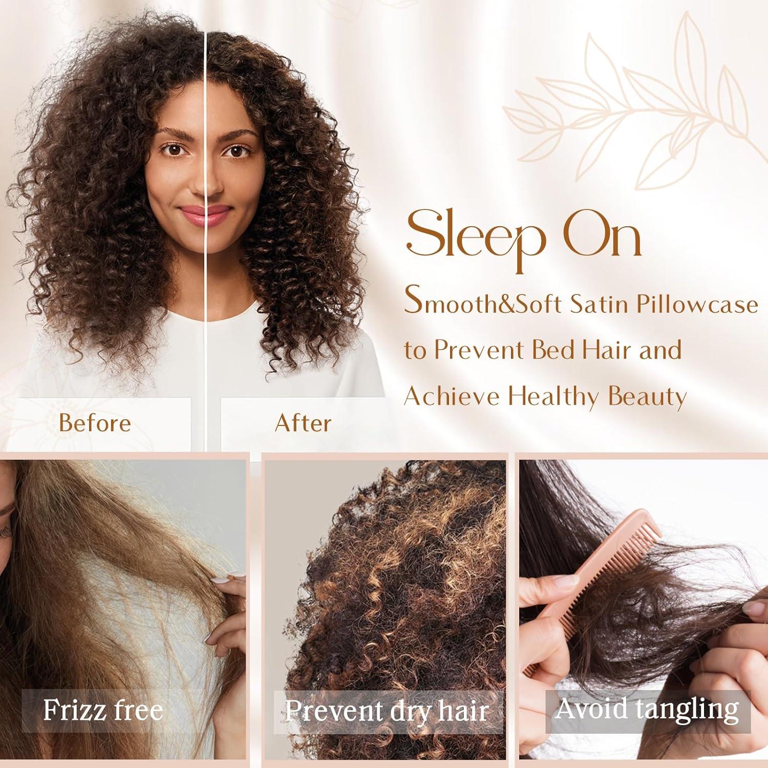 Juego de 2 Fundas de Almohada de Satén YANIBEST 50x66cm