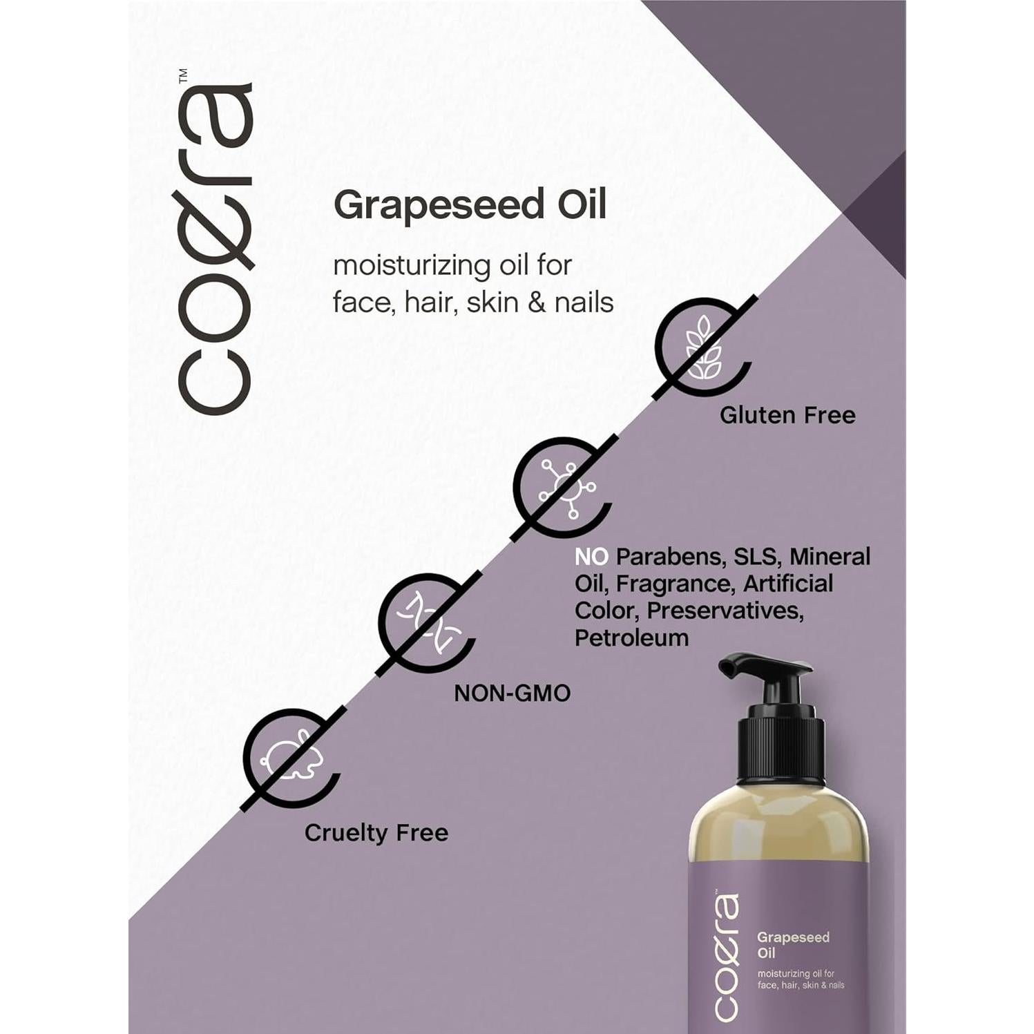 Aceite de Semilla de Uva Coera 236 ml Hidratante Facial y Corporal