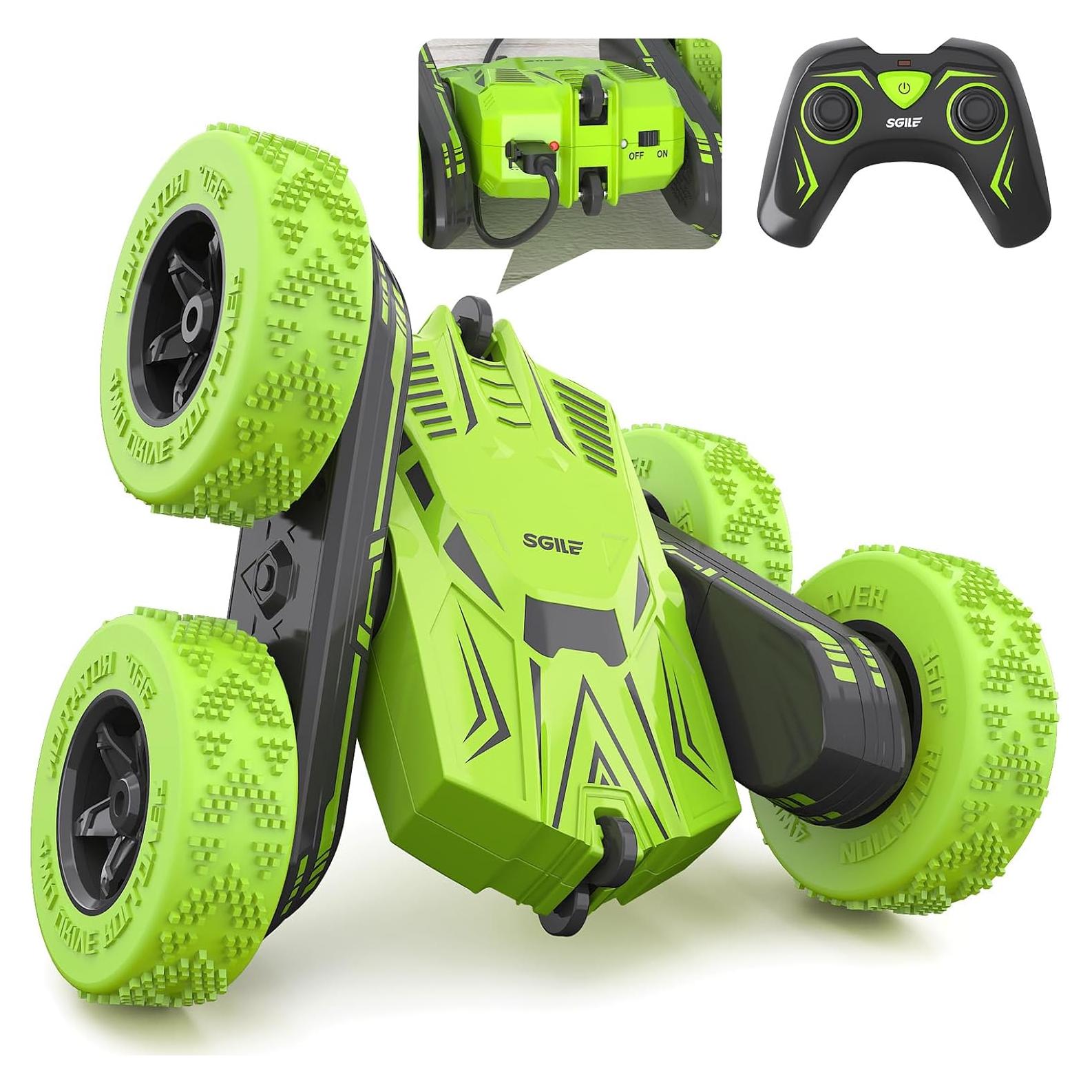 Coche Acrobático RC SGILE 4WD Verde 360° Rotación