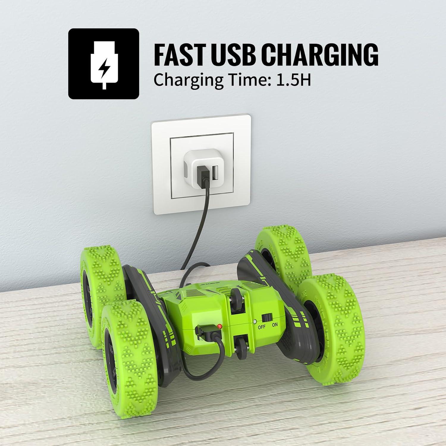 Coche Acrobático RC SGILE 4WD Verde 360° Rotación