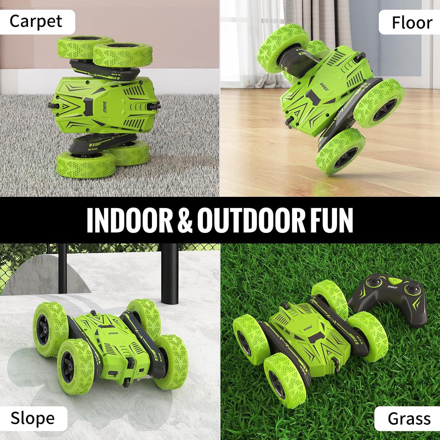 Coche Acrobático RC SGILE 4WD Verde 360° Rotación