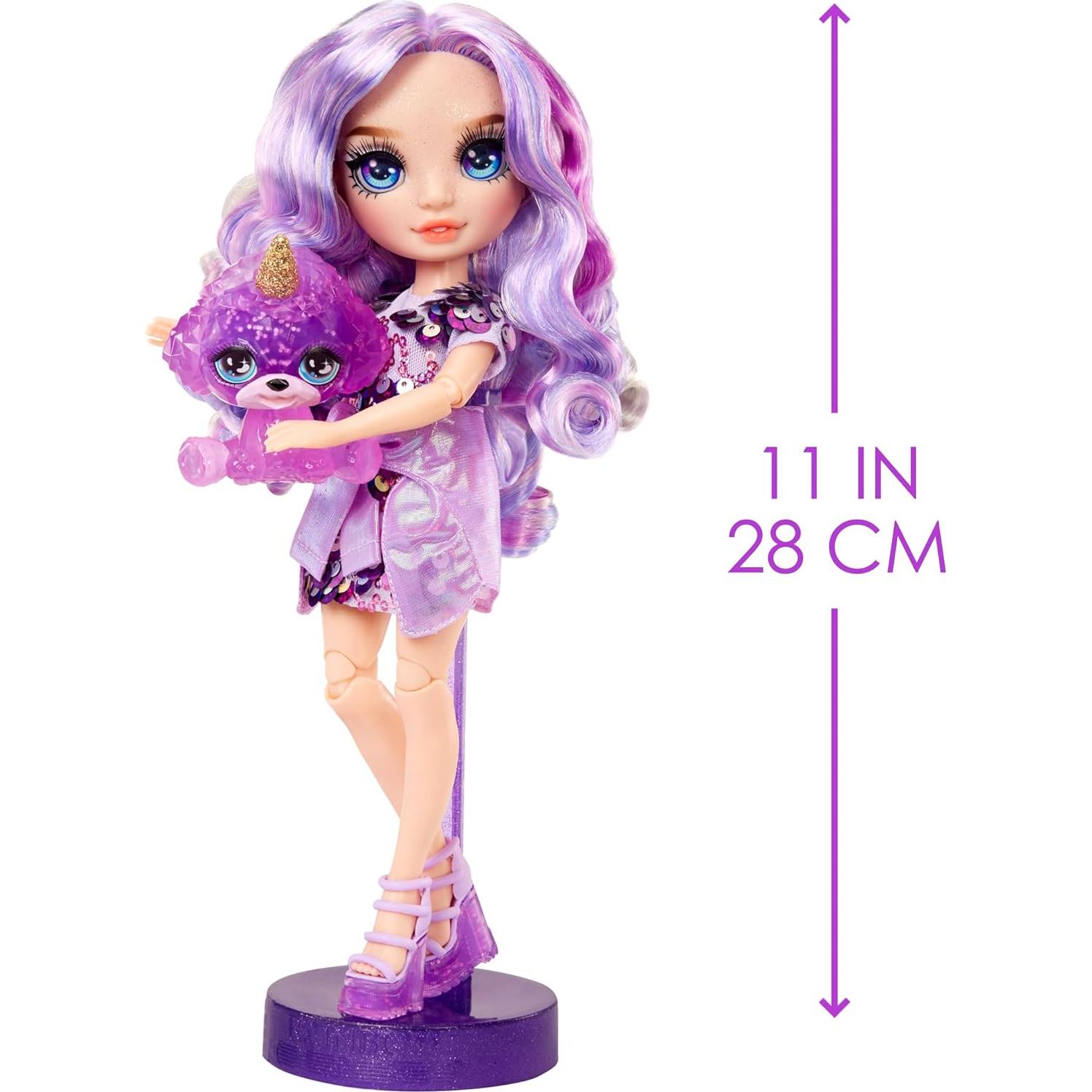 Muñeca de Moda Rainbow High Violeta 28 cm con Slime y Mascota