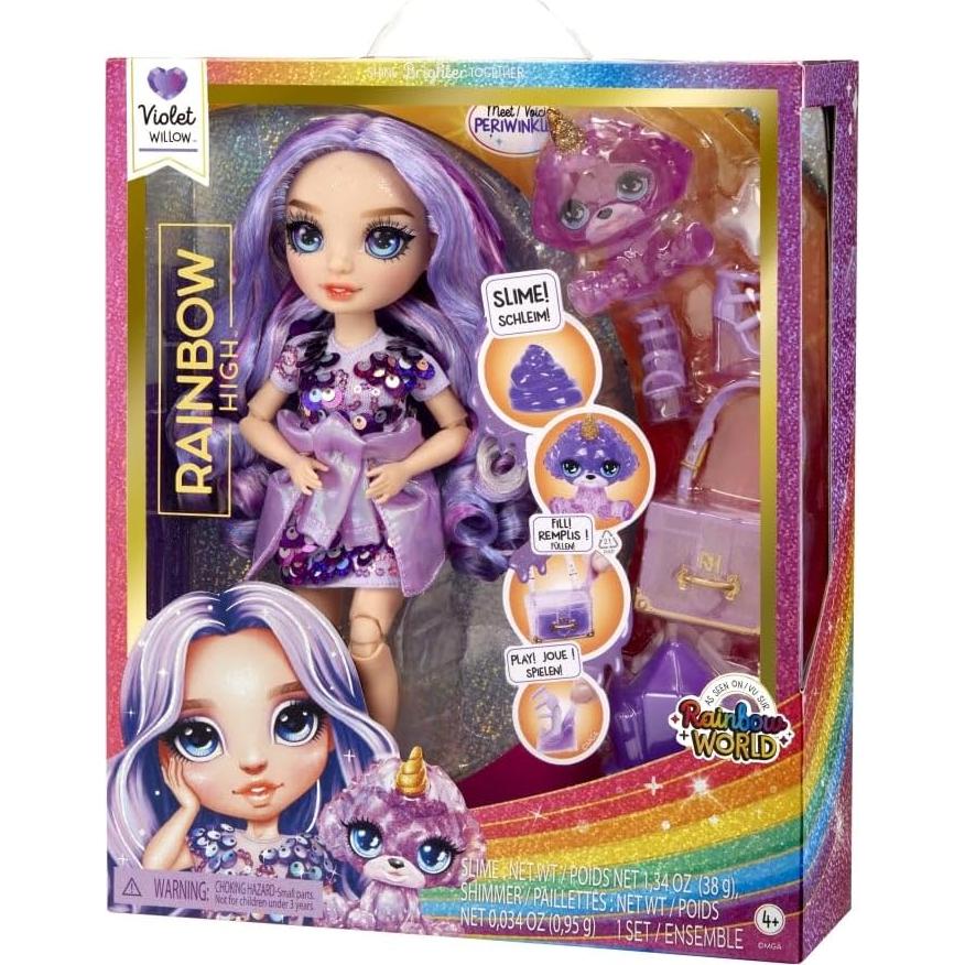 Muñeca de Moda Rainbow High Violeta 28 cm con Slime y Mascota