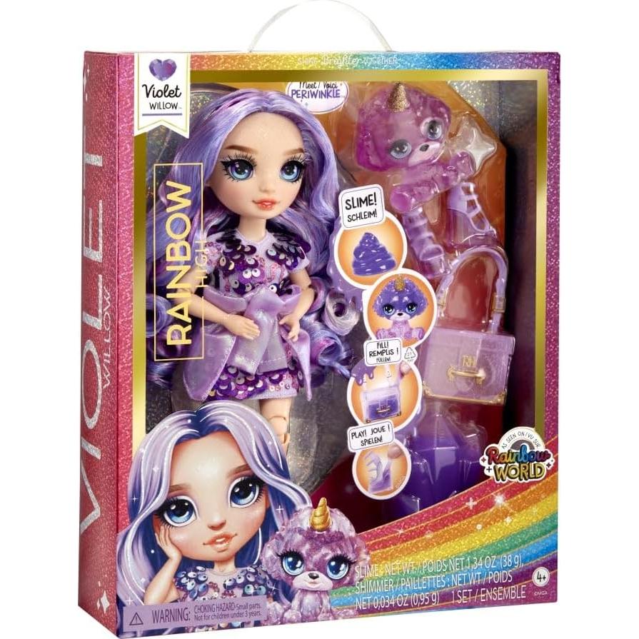 Muñeca de Moda Rainbow High Violeta 28 cm con Slime y Mascota