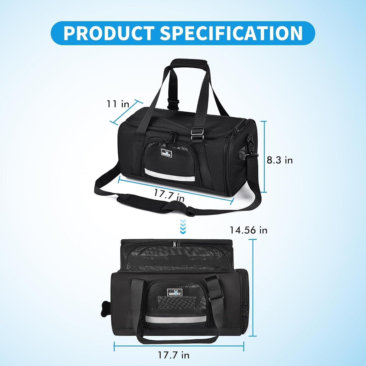 Transportín para Perros y Gatos Wakytu Pequeño Expandible