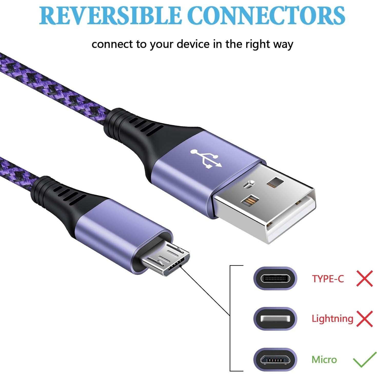 Cables Micro USB Trenzados AILKIN 4Pack 1.83m Carga Rápida