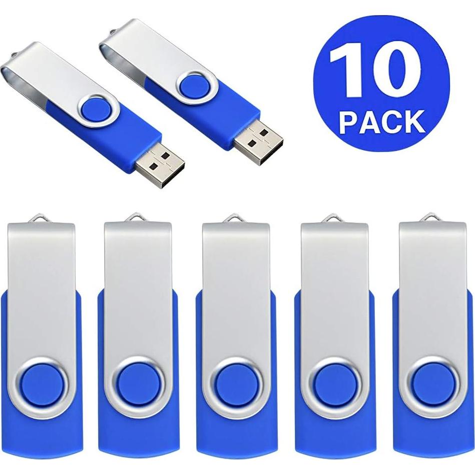 Aiibe 10 Unidades Flash USB 2GB Azul Pendrive USB 2.0