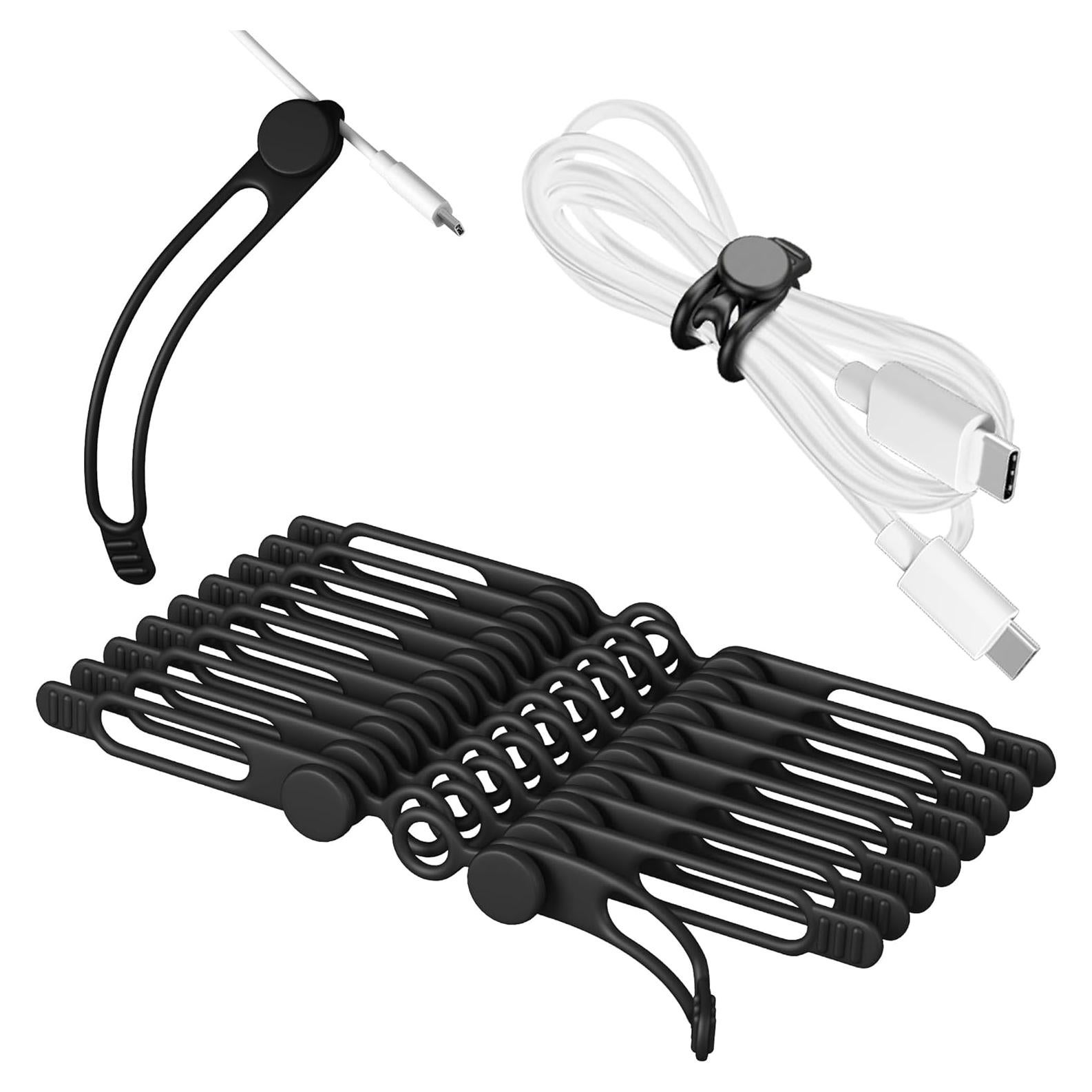 20 Ataduras de Cable de Silicona Nearockle 3" Negro