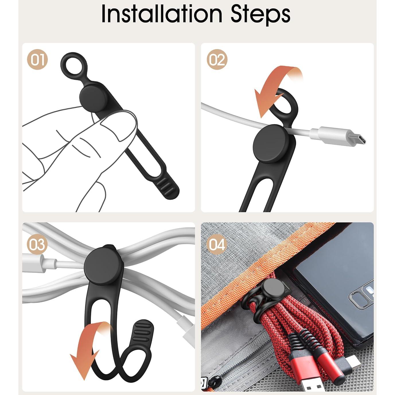 20 Ataduras de Cable de Silicona Nearockle 3" Negro